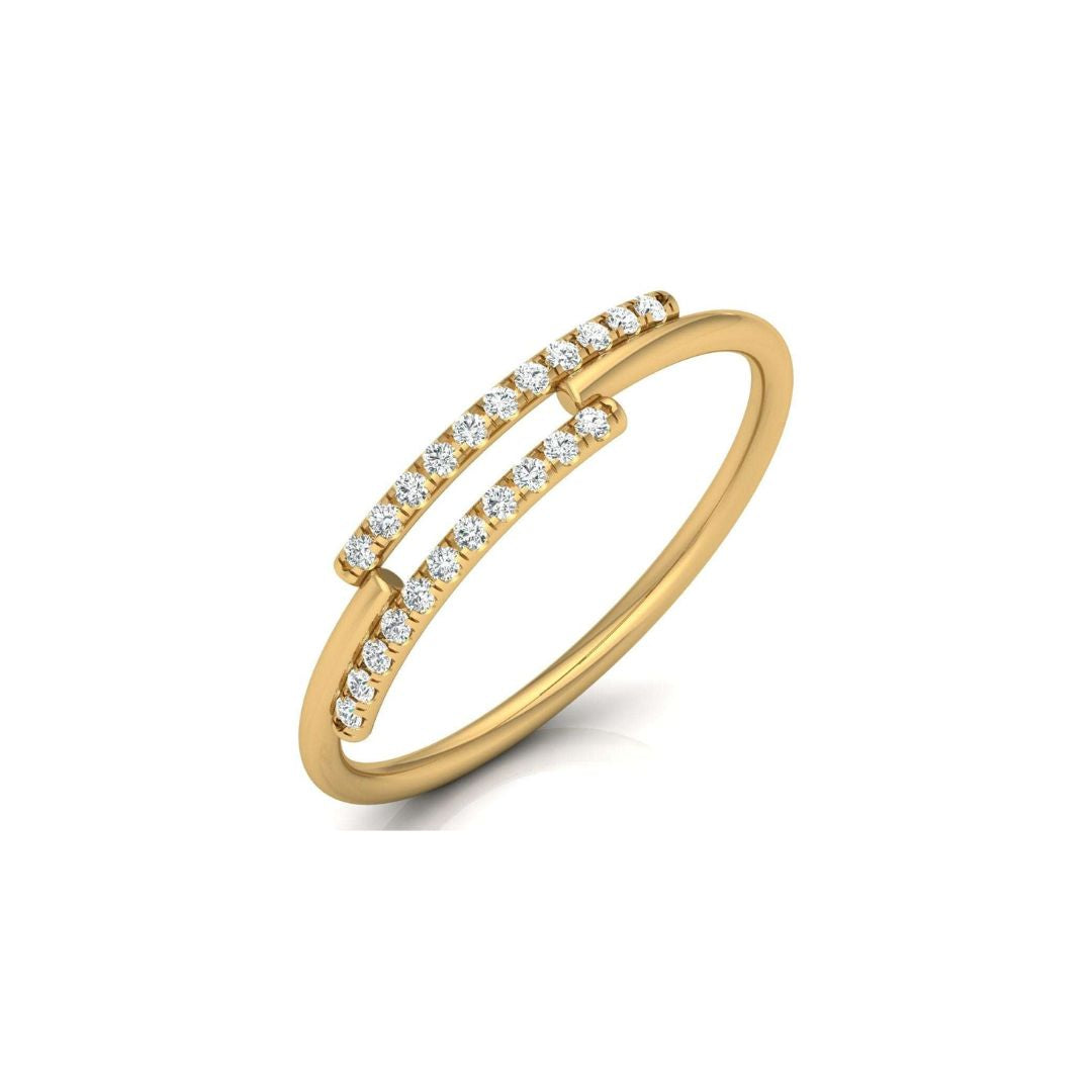 Open Double-Row Round Diamond Band Ring in Gold