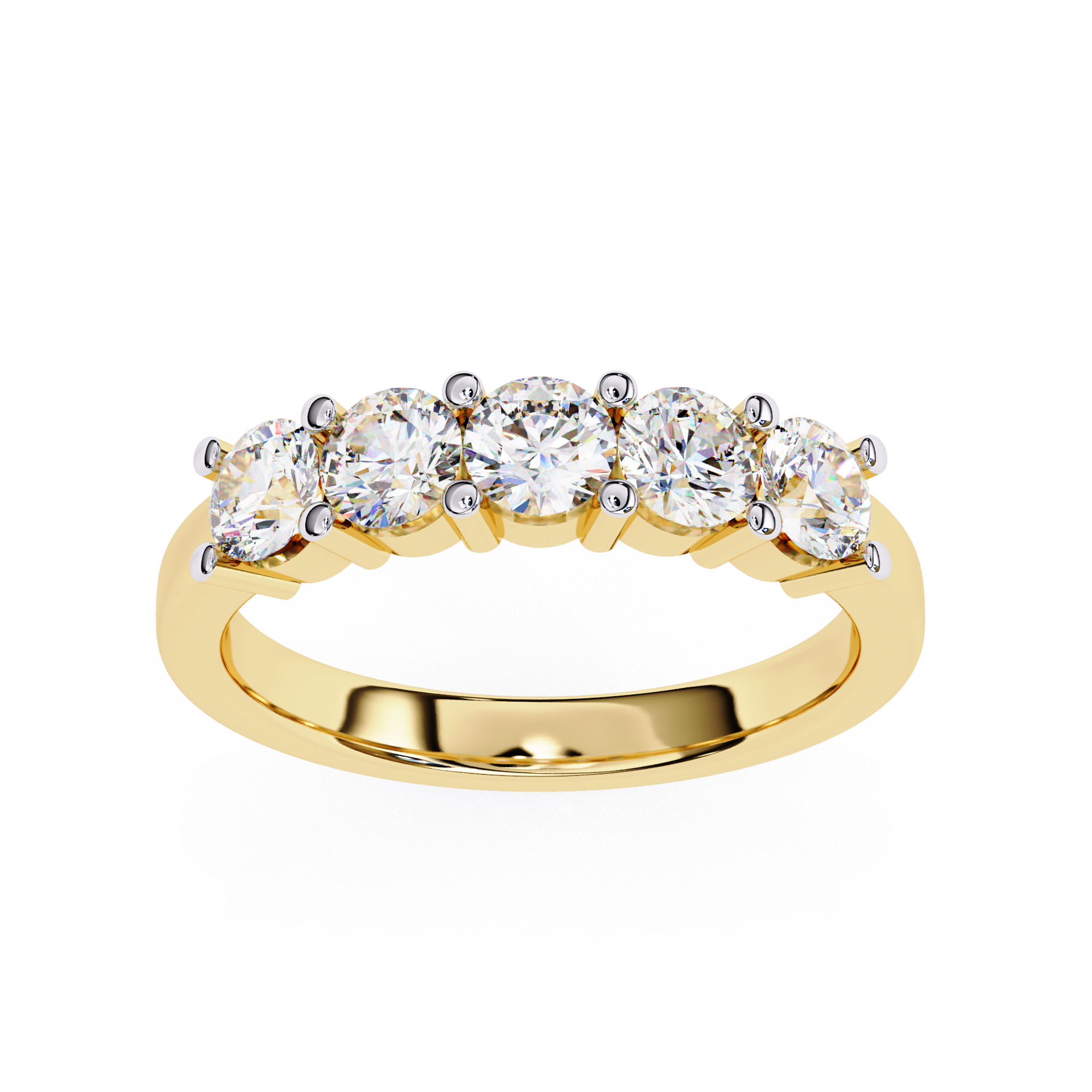 Exquisite Gold Five-Stone Diamond Anniversary Band