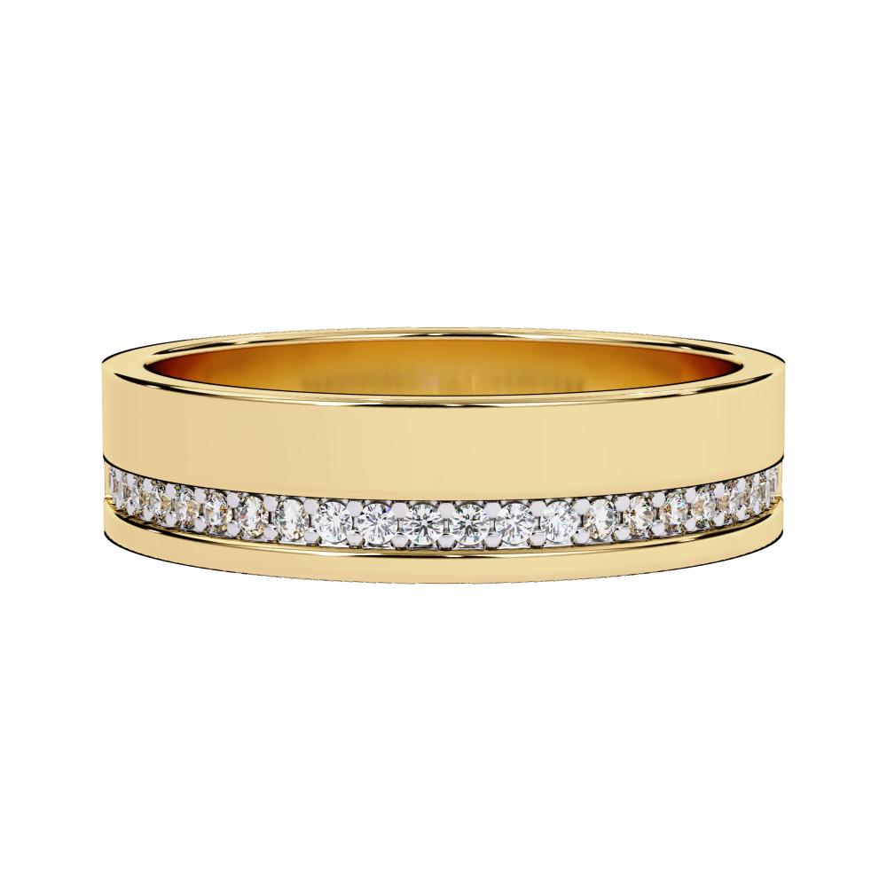 Grooved Diamond Wedding Band