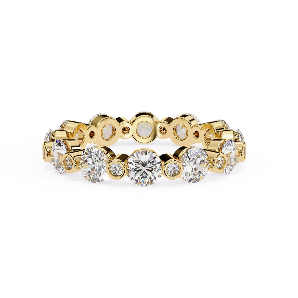 Round Unique Prong Style Diamond Eternity Band in Gold