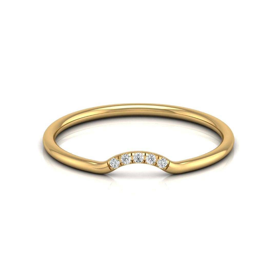 Delicate Curved Diamond Stacking Band Ring in Gold