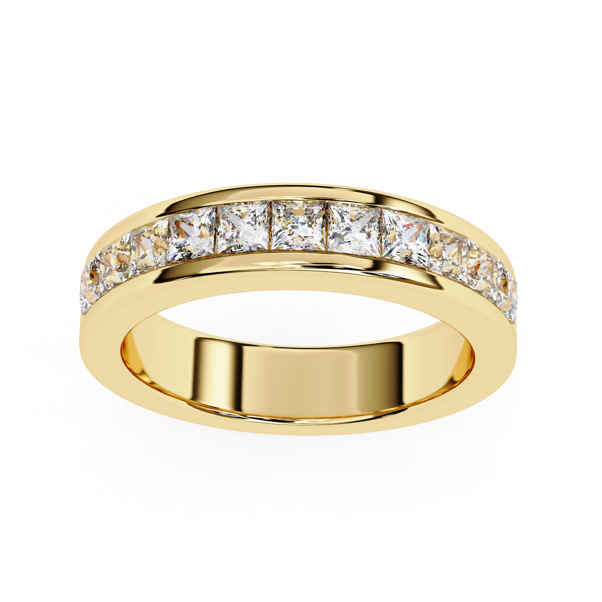 Exquisite Gold Princess-Cut Diamond Eternity Band