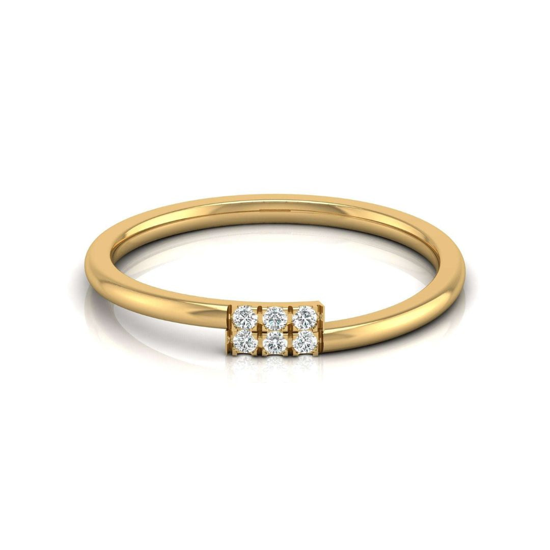 Minimalist Six-Diamond Bar Ring in Gold