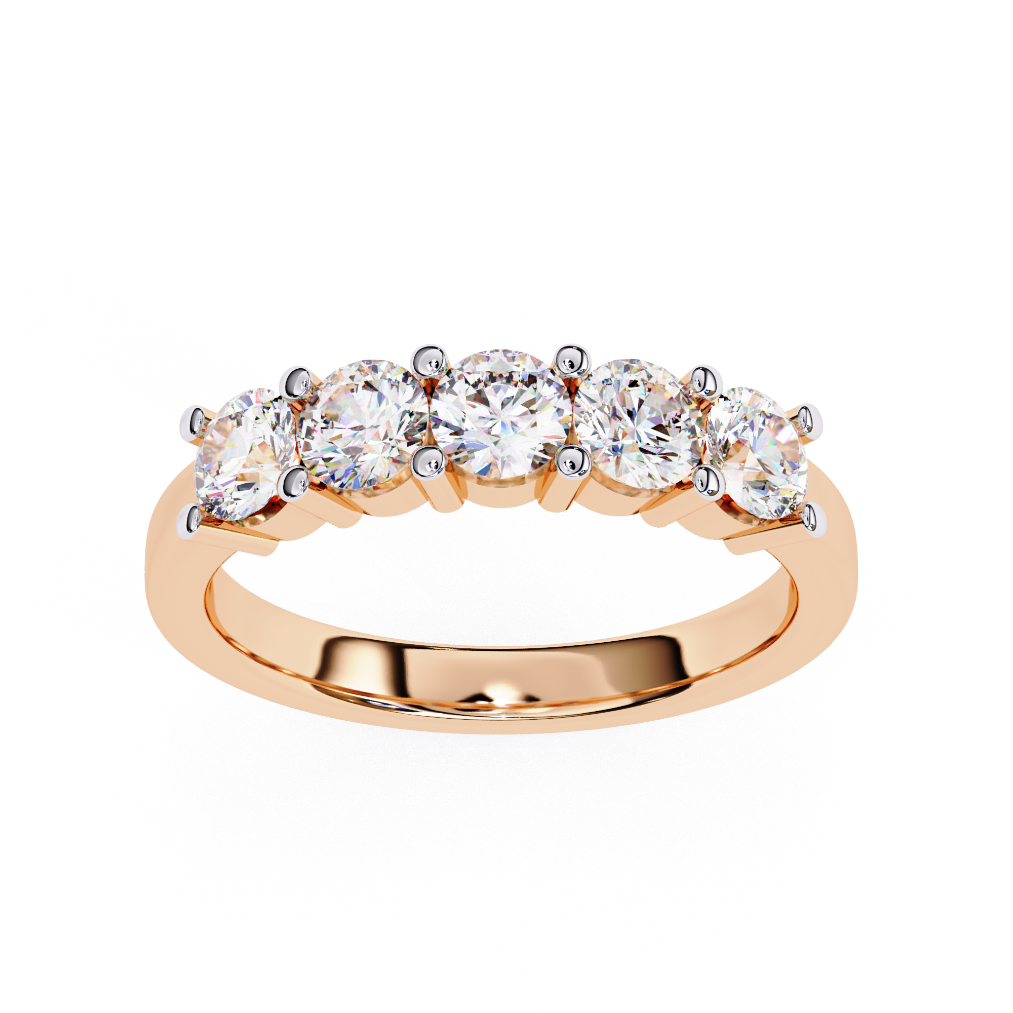 Exquisite Gold Five-Stone Diamond Anniversary Band