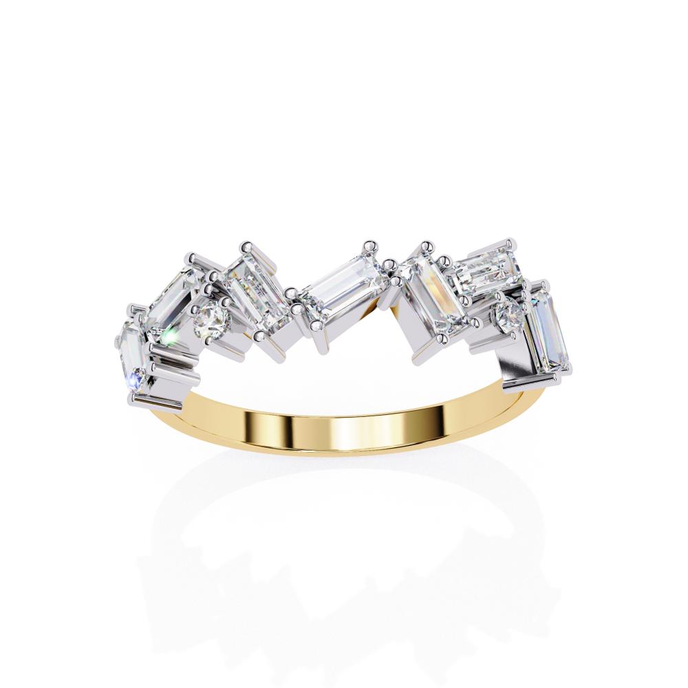 Geometric Diamond Band with Baguette & Round Cuts in Gold