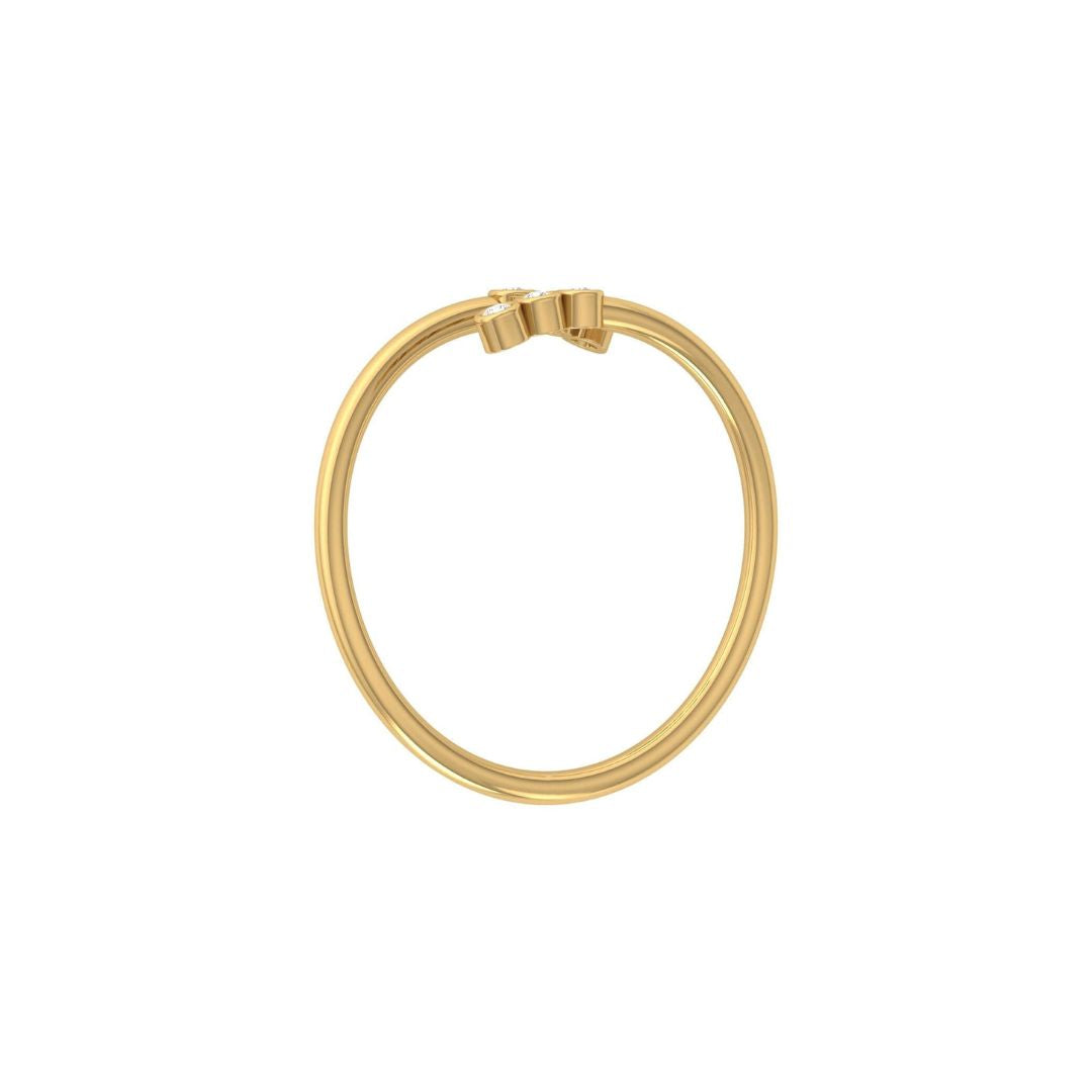 Minimalist Bezel-Set Diamond Bypass Ring in Gold