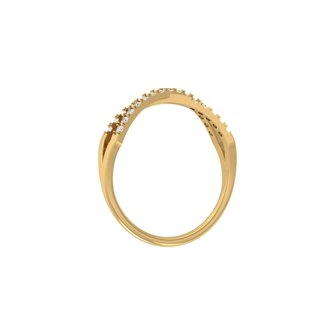 Crossover Round Diamond Band Ring in Gold