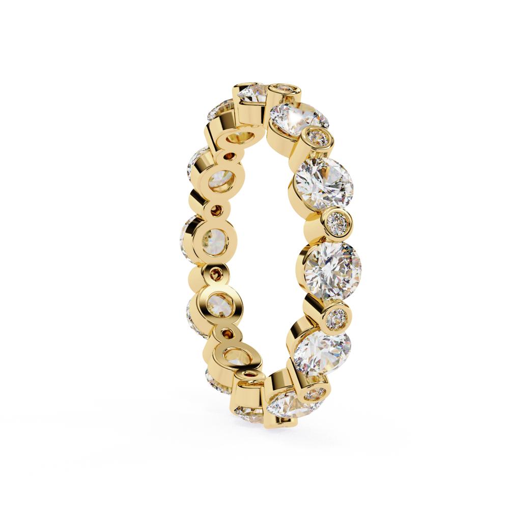 Round Unique Prong Style Diamond Eternity Band in Gold