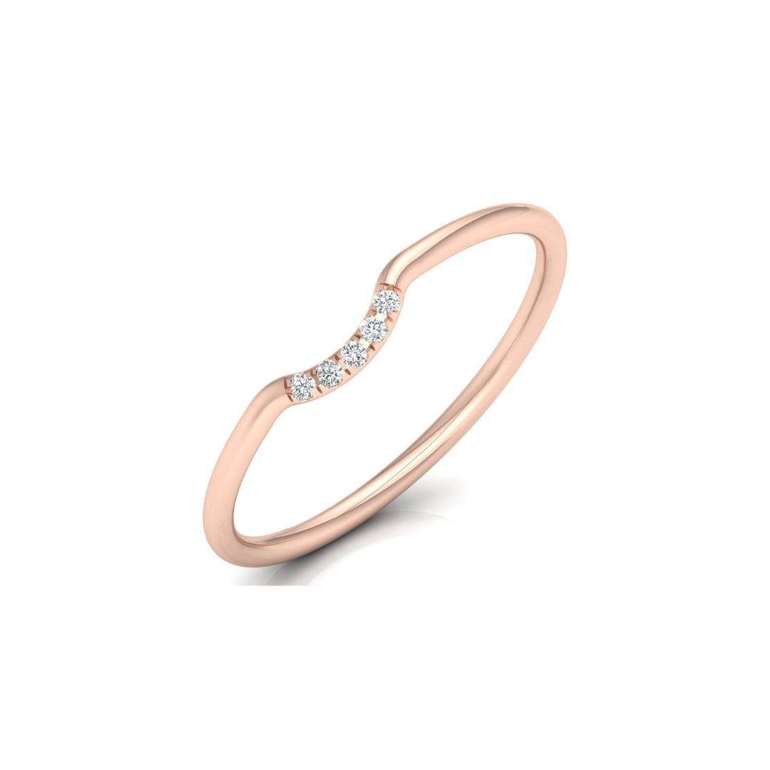 Delicate Curved Diamond Stacking Band Ring in Gold