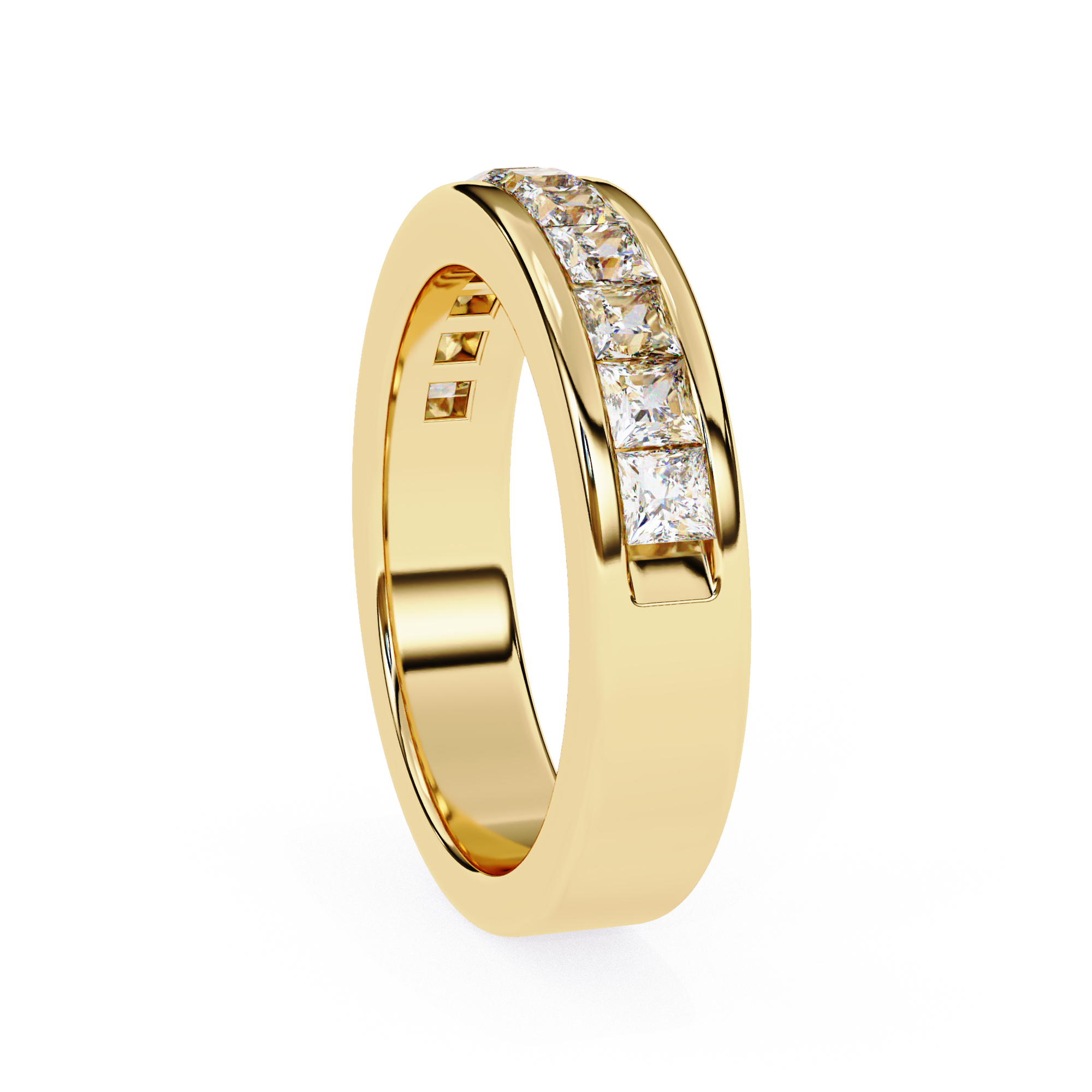 Exquisite Gold Princess-Cut Diamond Eternity Band