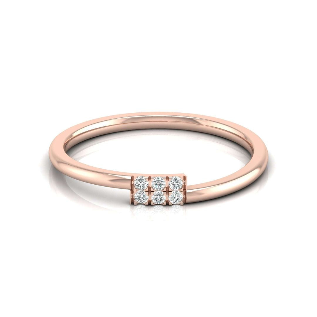 Minimalist Six-Diamond Bar Ring in Gold