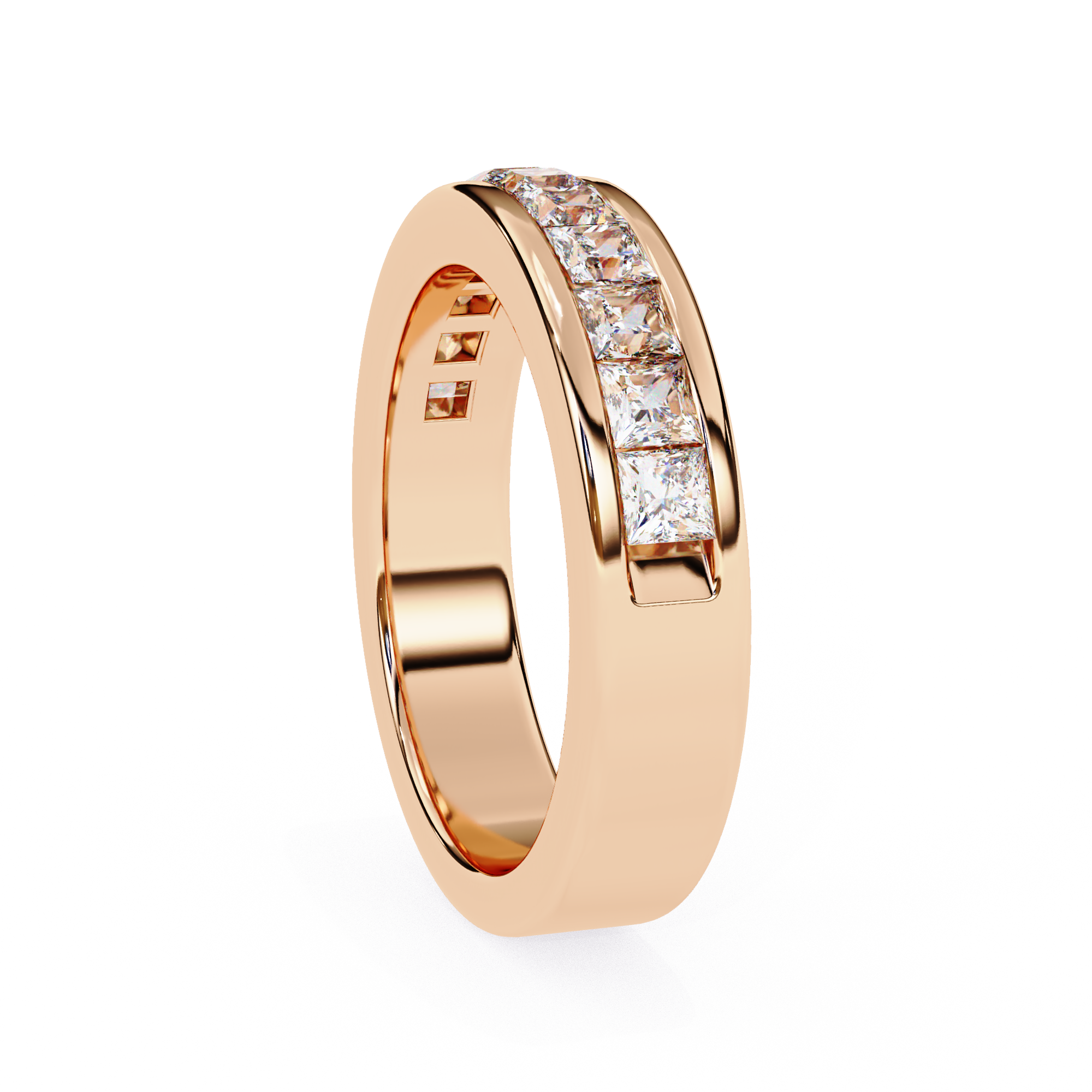 Exquisite Gold Princess-Cut Diamond Eternity Band