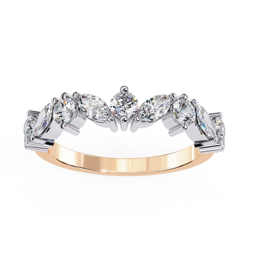 Marquise and Round Diamond Half Eternity Band in Gold