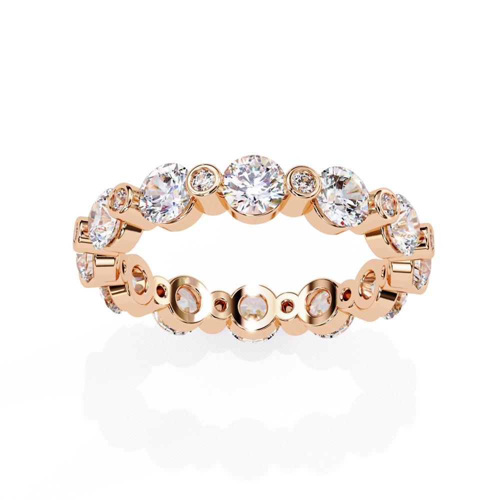Round Unique Prong Style Diamond Eternity Band in Gold
