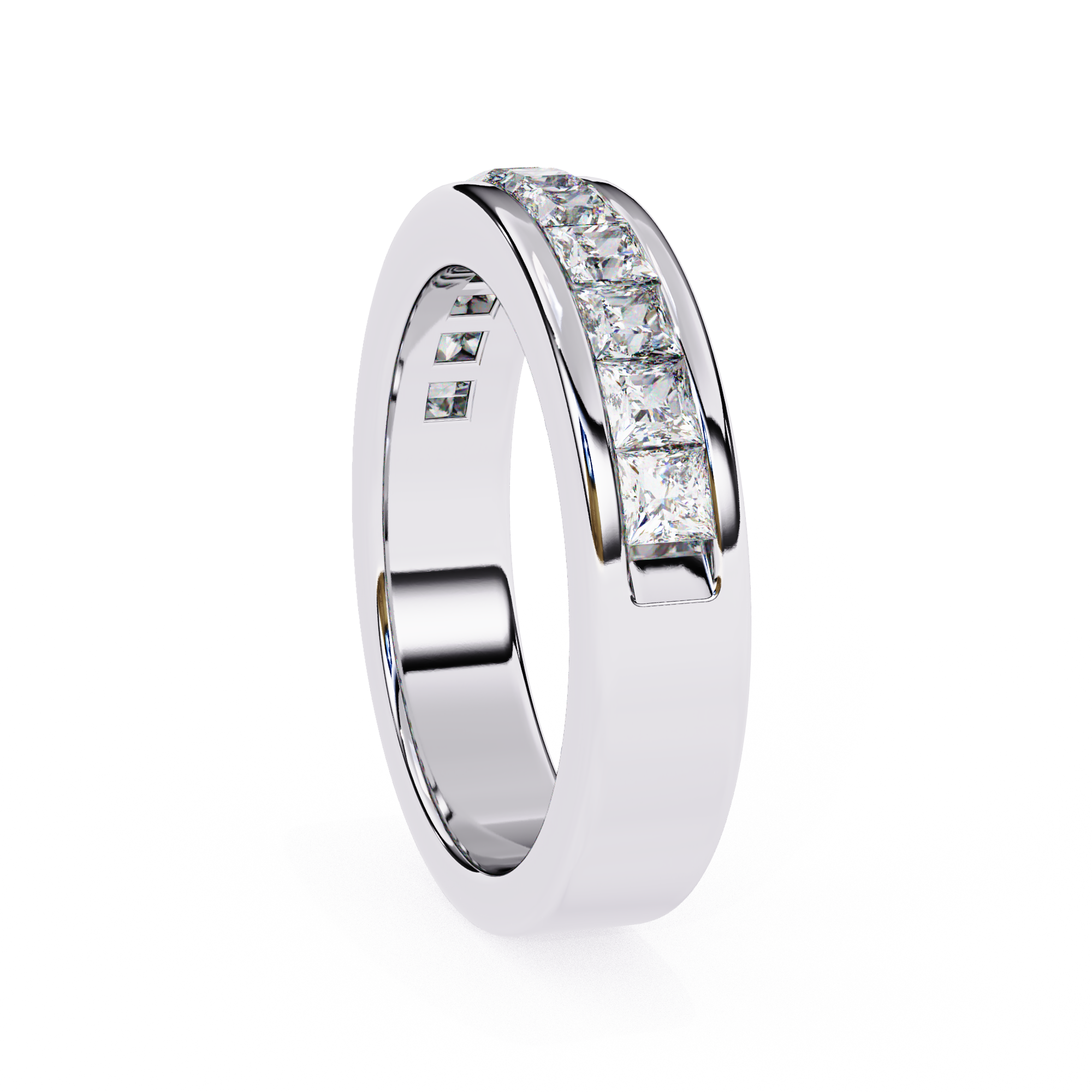 Exquisite Gold Princess-Cut Diamond Eternity Band