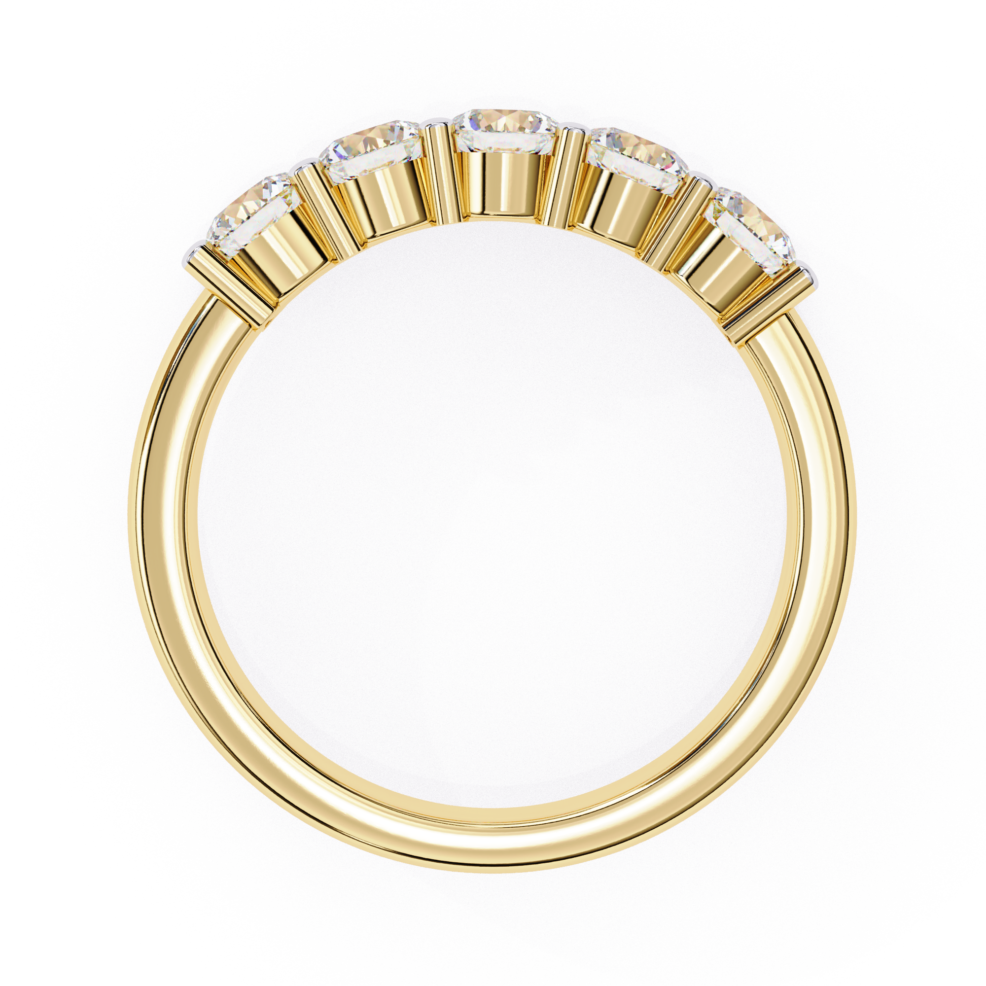 Exquisite Gold Five-Stone Diamond Anniversary Band