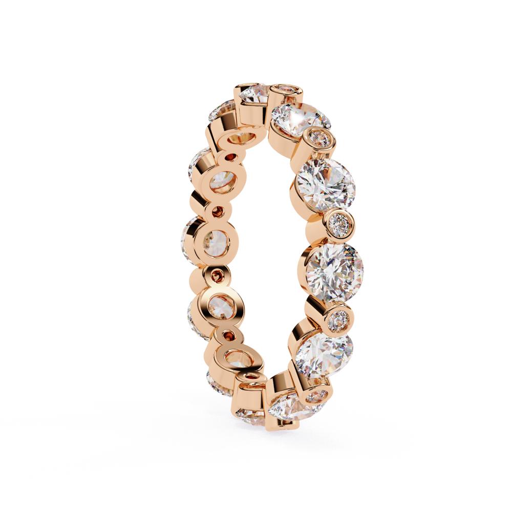 Round Unique Prong Style Diamond Eternity Band in Gold
