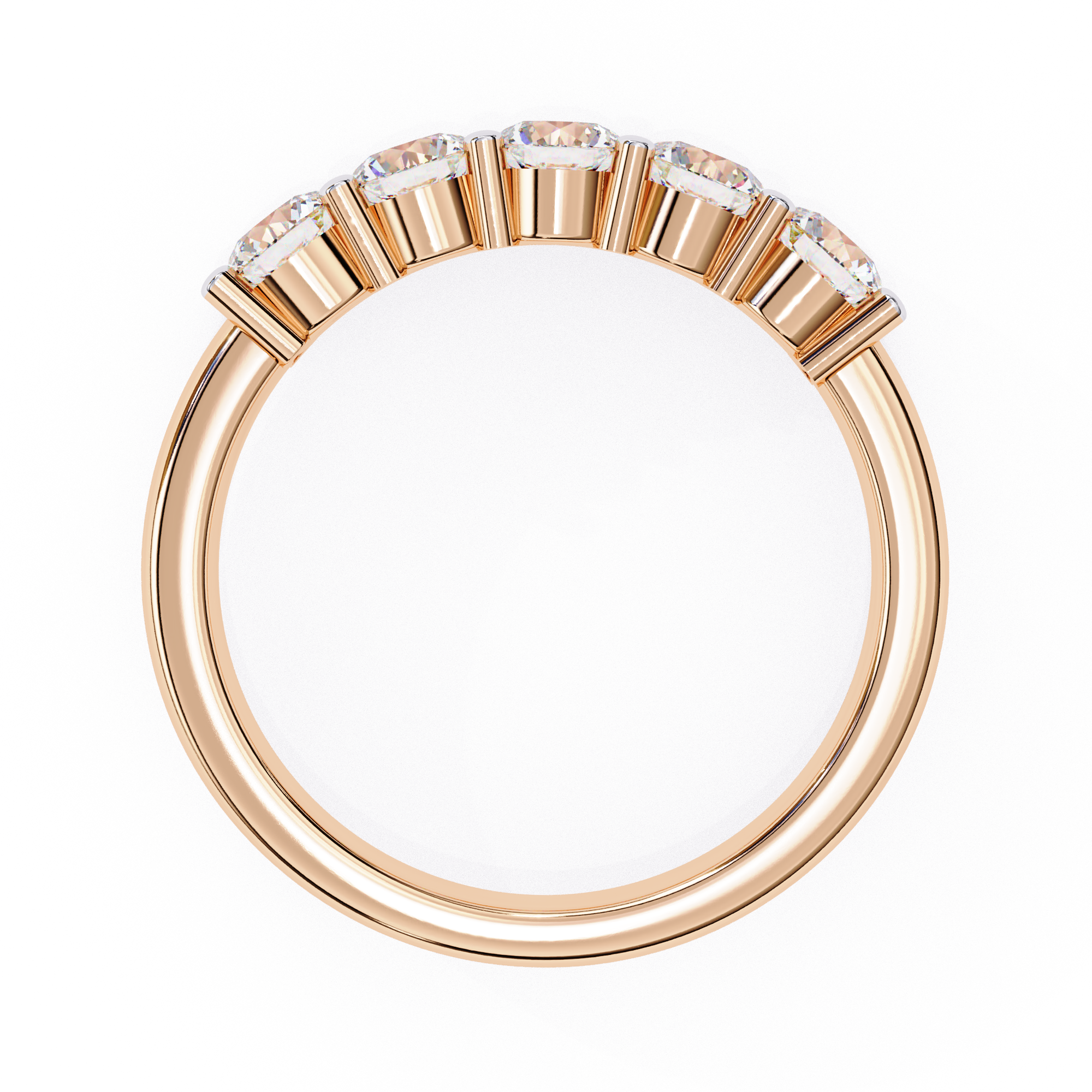 Exquisite Gold Five-Stone Diamond Anniversary Band