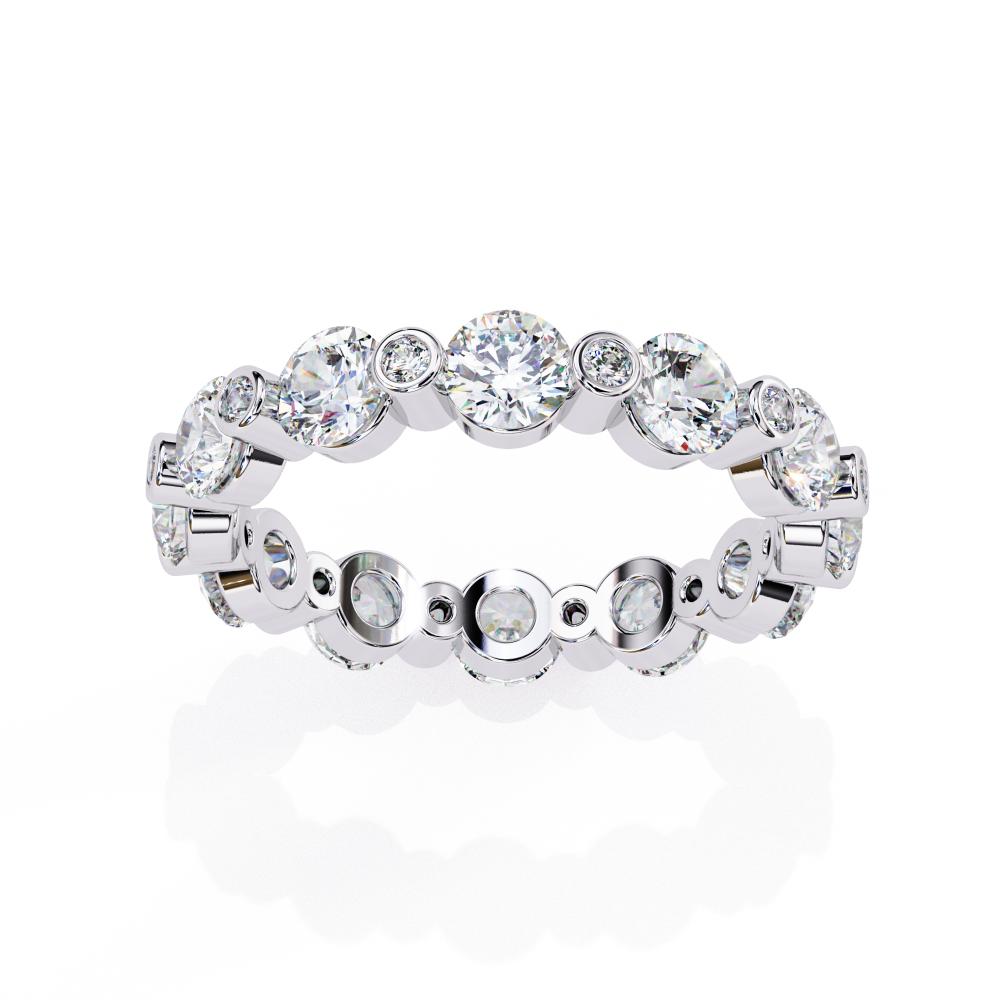 Round Unique Prong Style Diamond Eternity Band in Gold