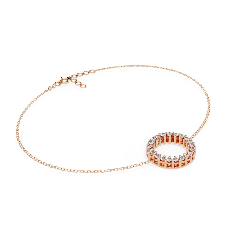 Gold Diamond Circle Pendant Bracelet