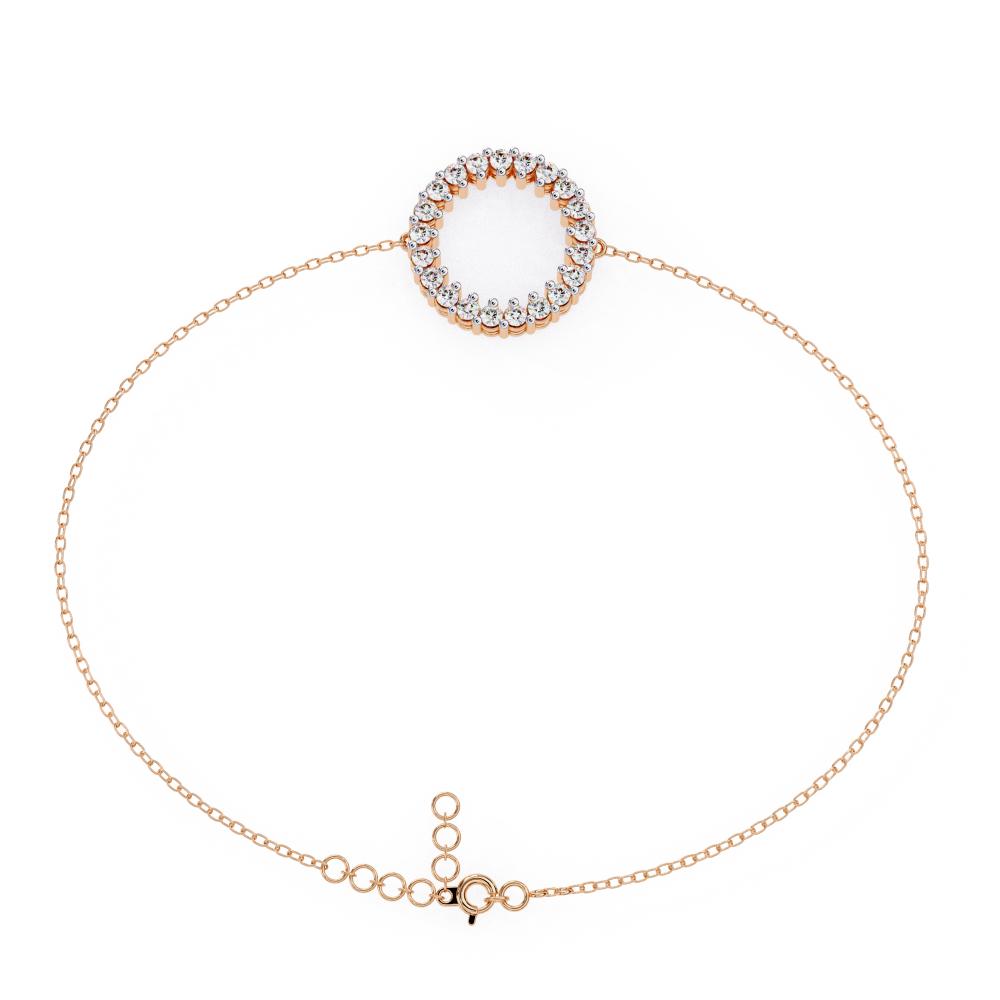 Gold Diamond Circle Pendant Bracelet