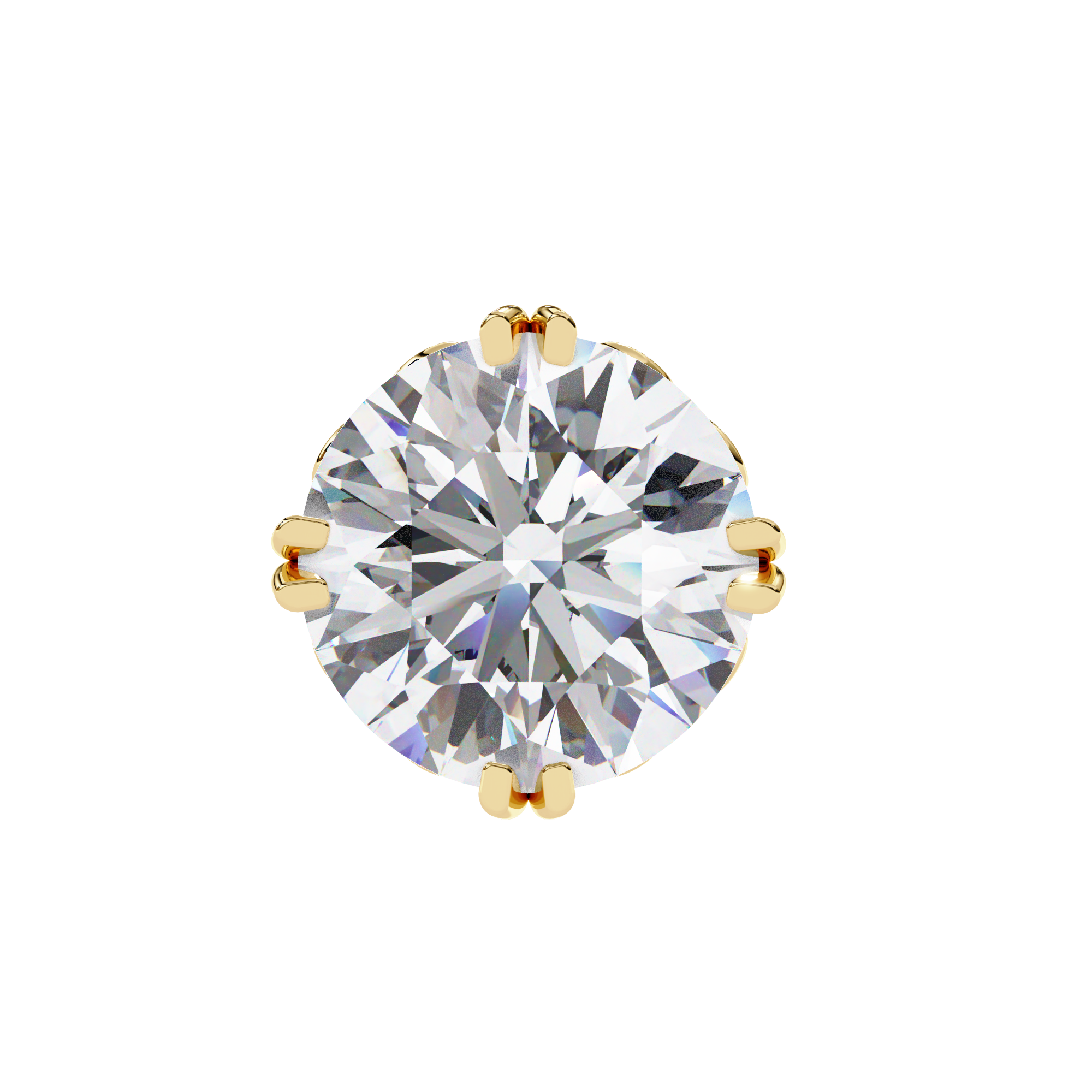 Exquisite Round-Cut Diamond Stud Earrings in a Classic 6-Prong Gold Setting