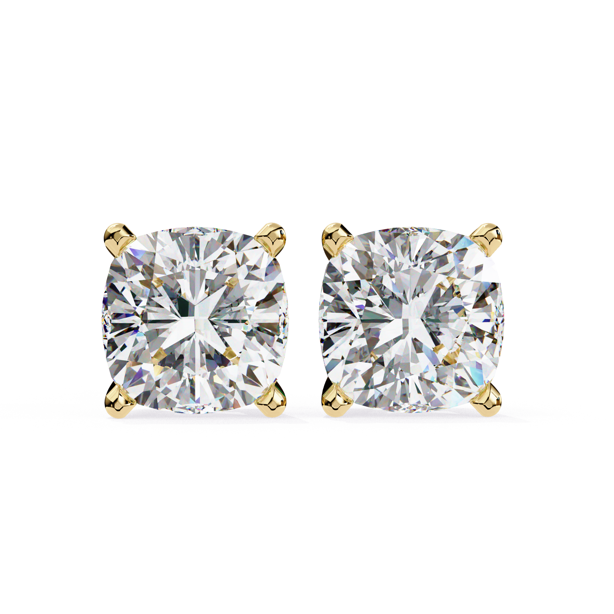 Radiant Cushion-Cut Diamond Stud Earrings in Gold