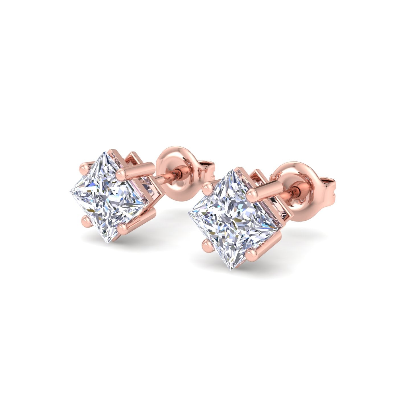 Princess-Cut Diamond Stud Earrings