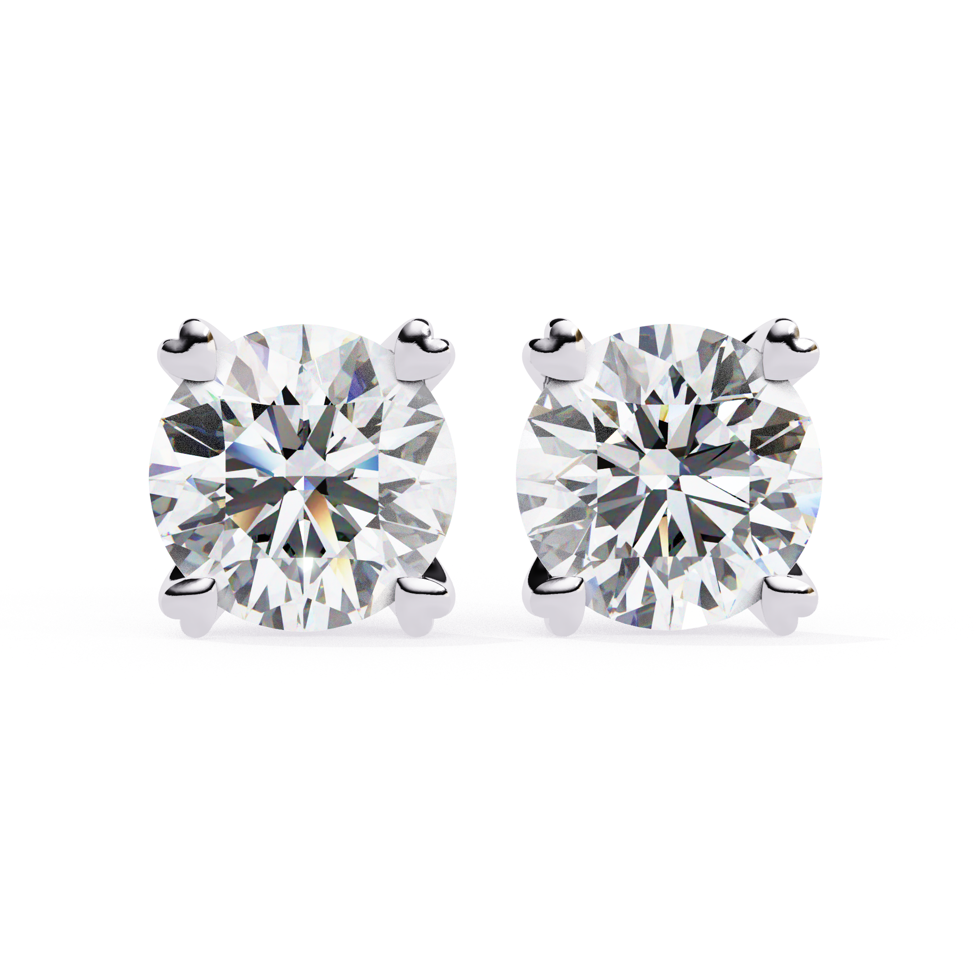 Elegant 4-Prong Round Diamond Stud Earrings in Gold