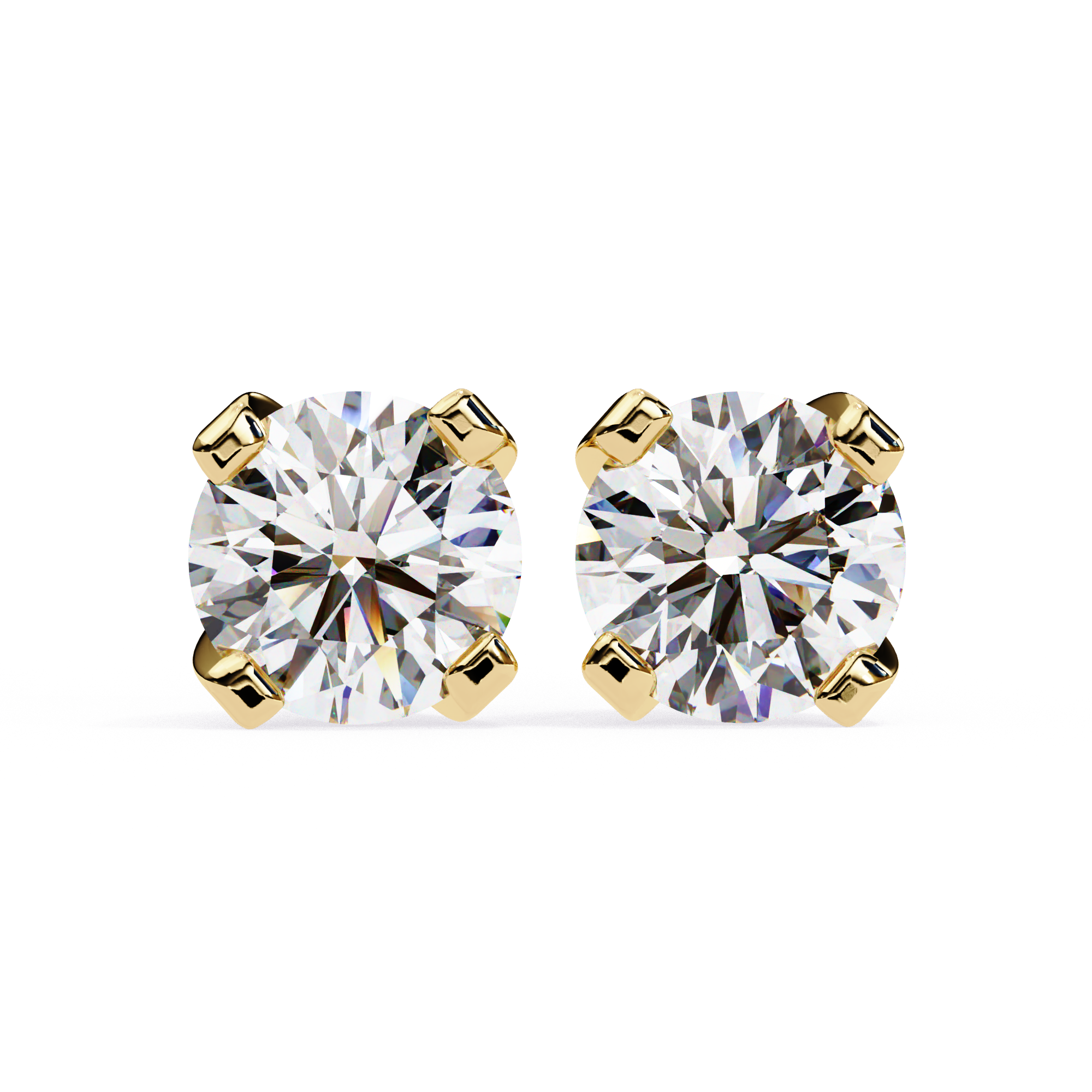 Timeless Round-Cut Diamond Stud Earrings in Gold