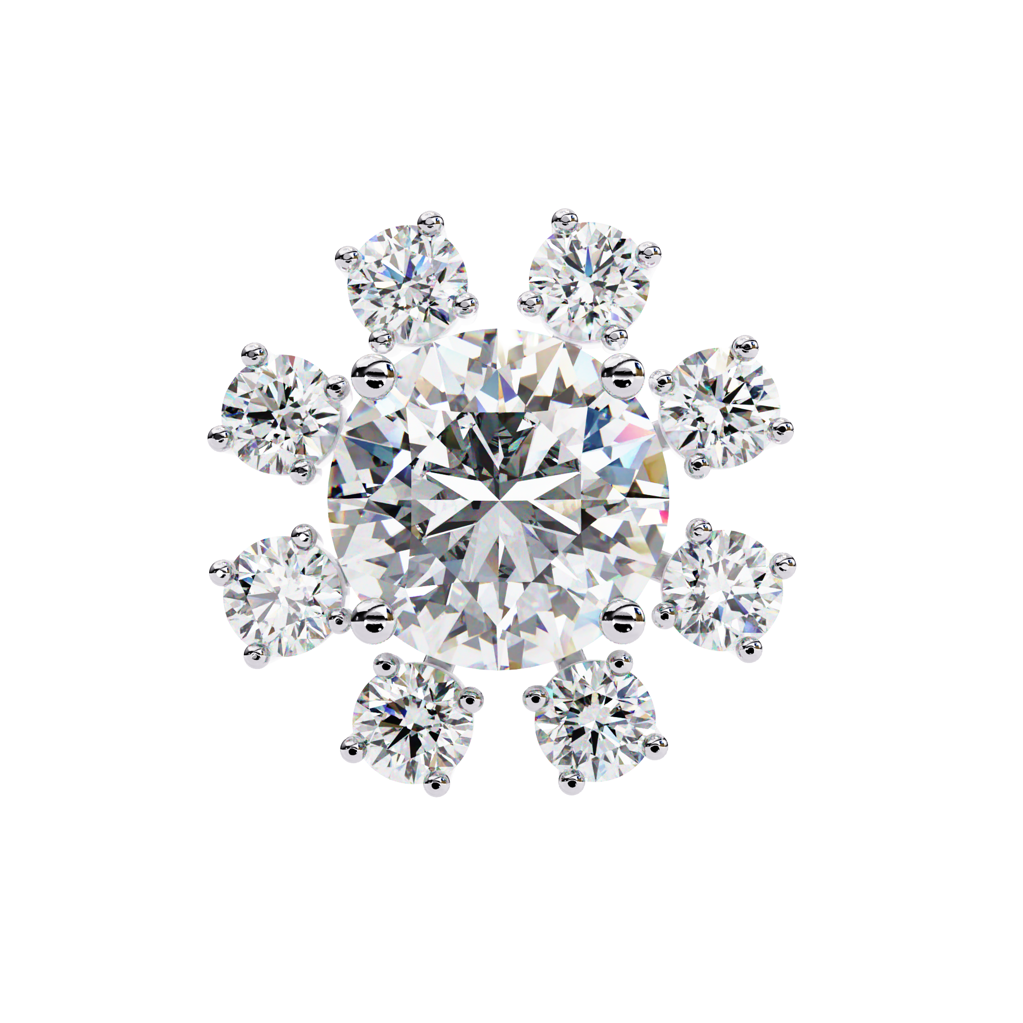 Stunning Sunburst Diamond Stud Earrings in Gold