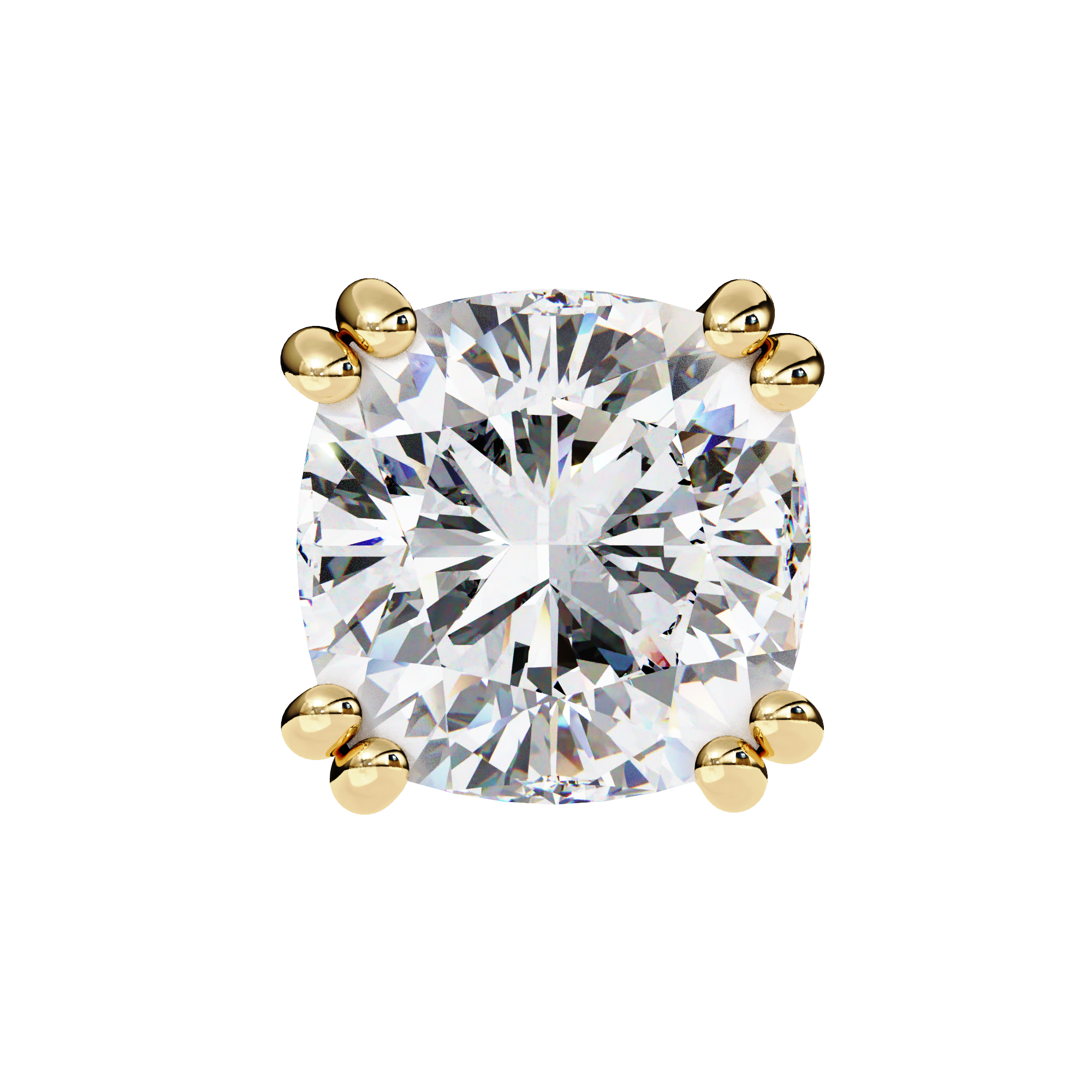 Cushion-Cut Diamond Stud Earrings in Gold