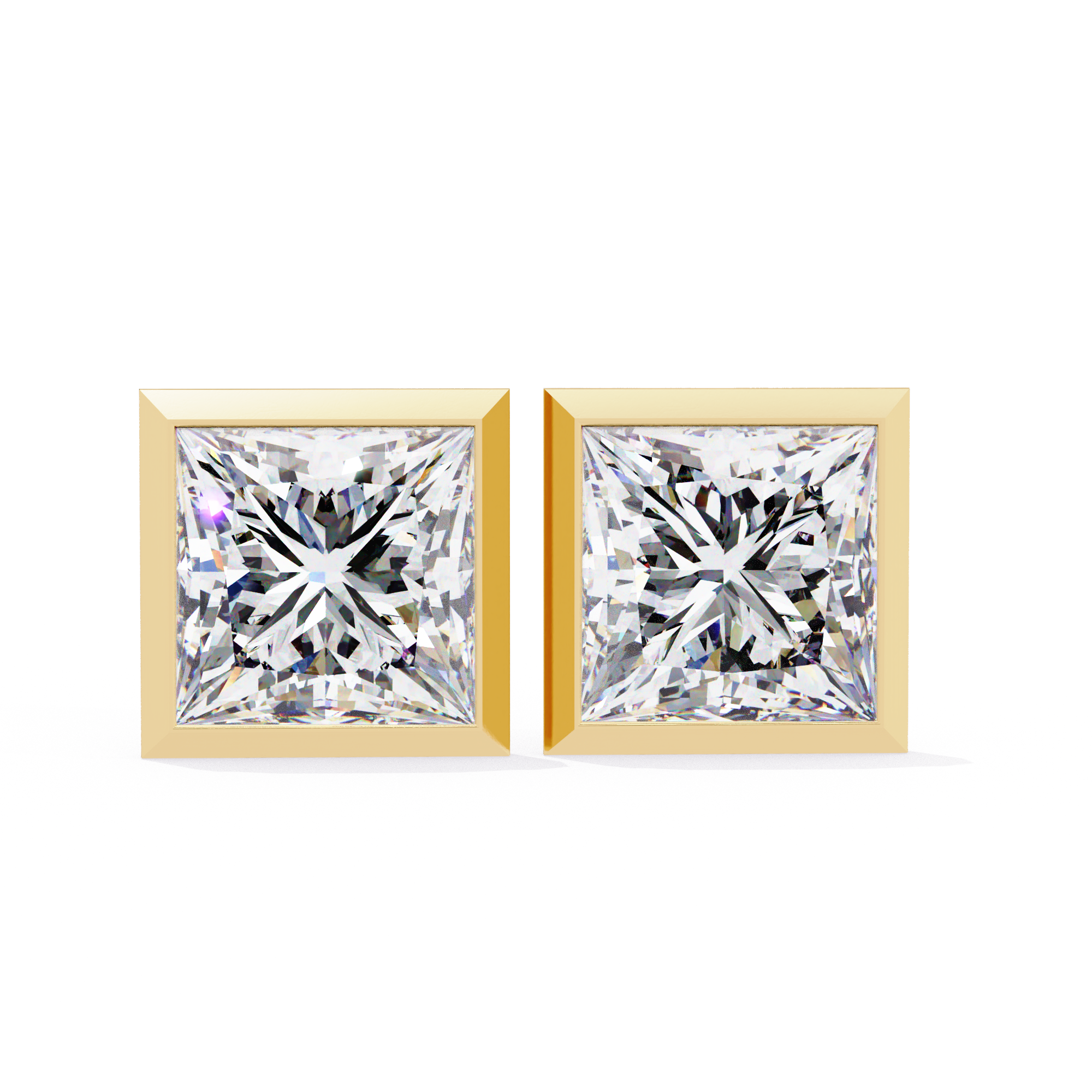 Waiheke Bezel Set Princess-Cut Diamond Stud Earrings