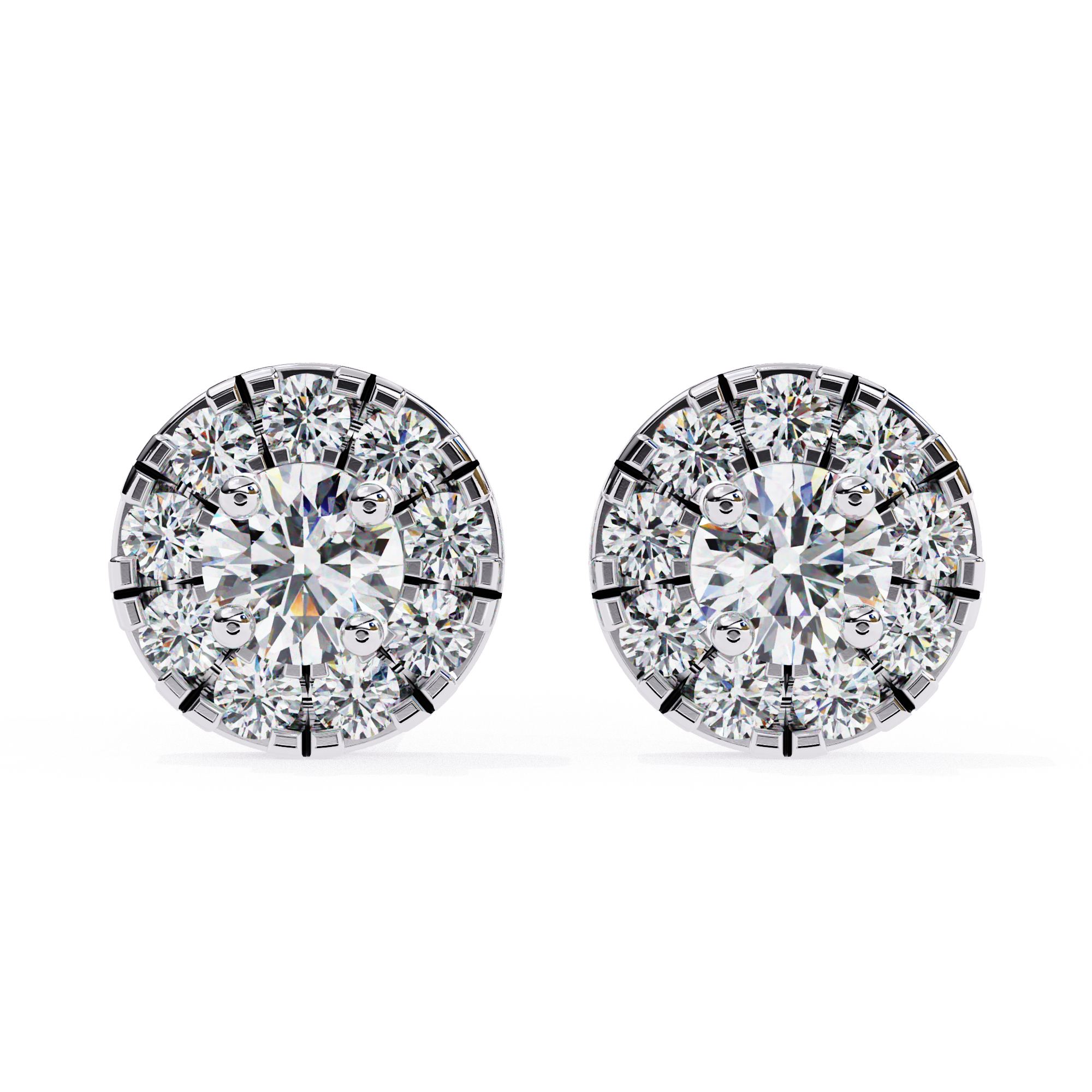 Exquisite Halo Diamond Stud Earrings in Gold