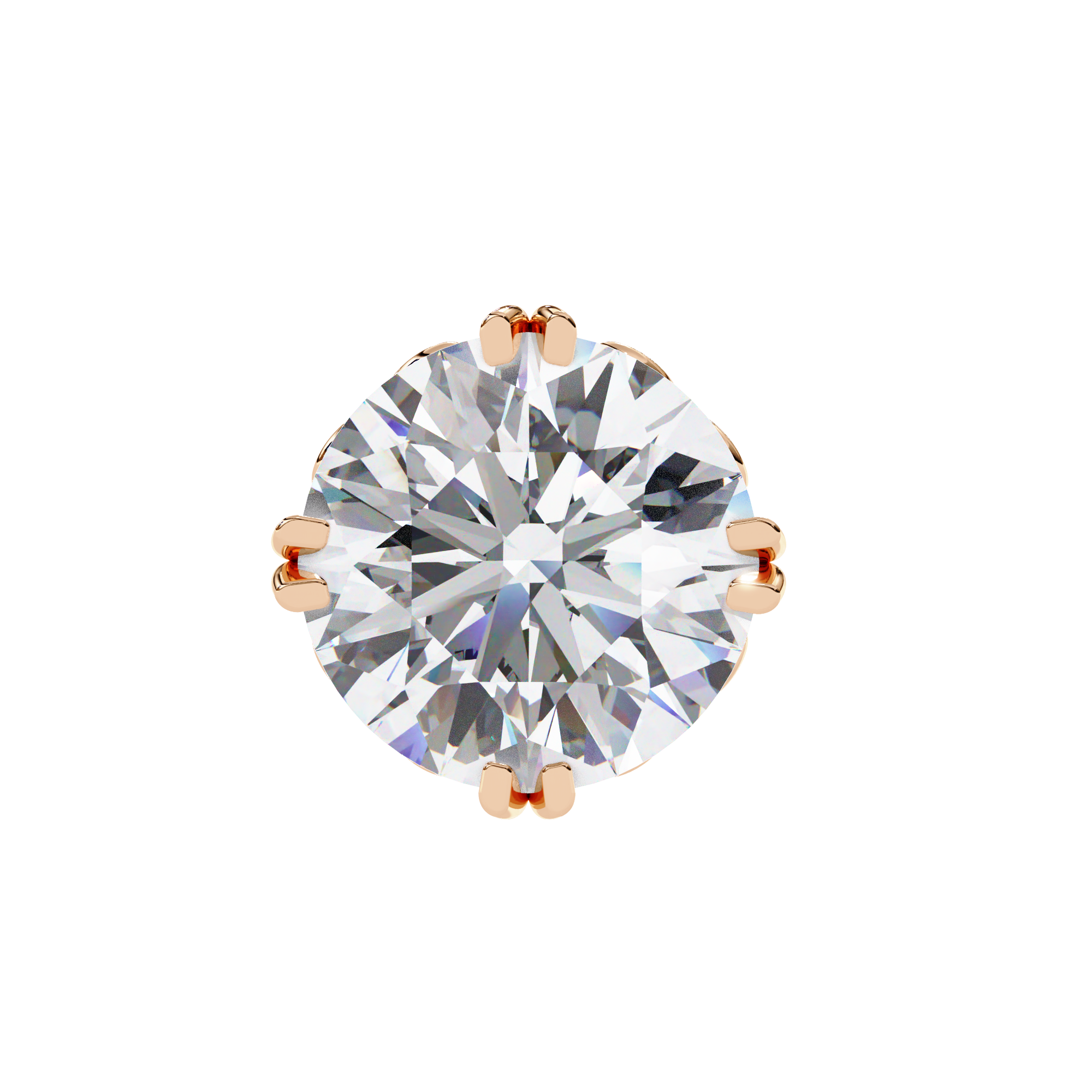 Exquisite Round-Cut Diamond Stud Earrings in a Classic 6-Prong Gold Setting