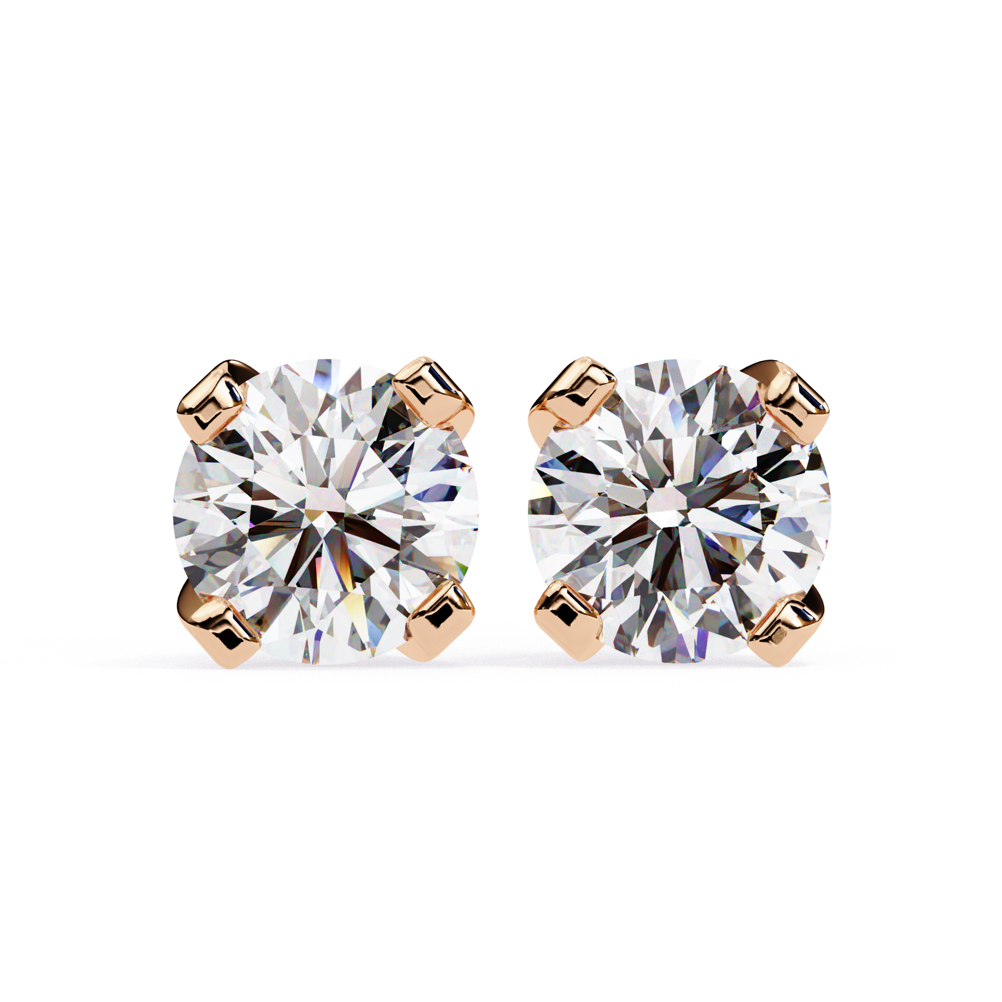 Timeless Round-Cut Diamond Stud Earrings in Gold