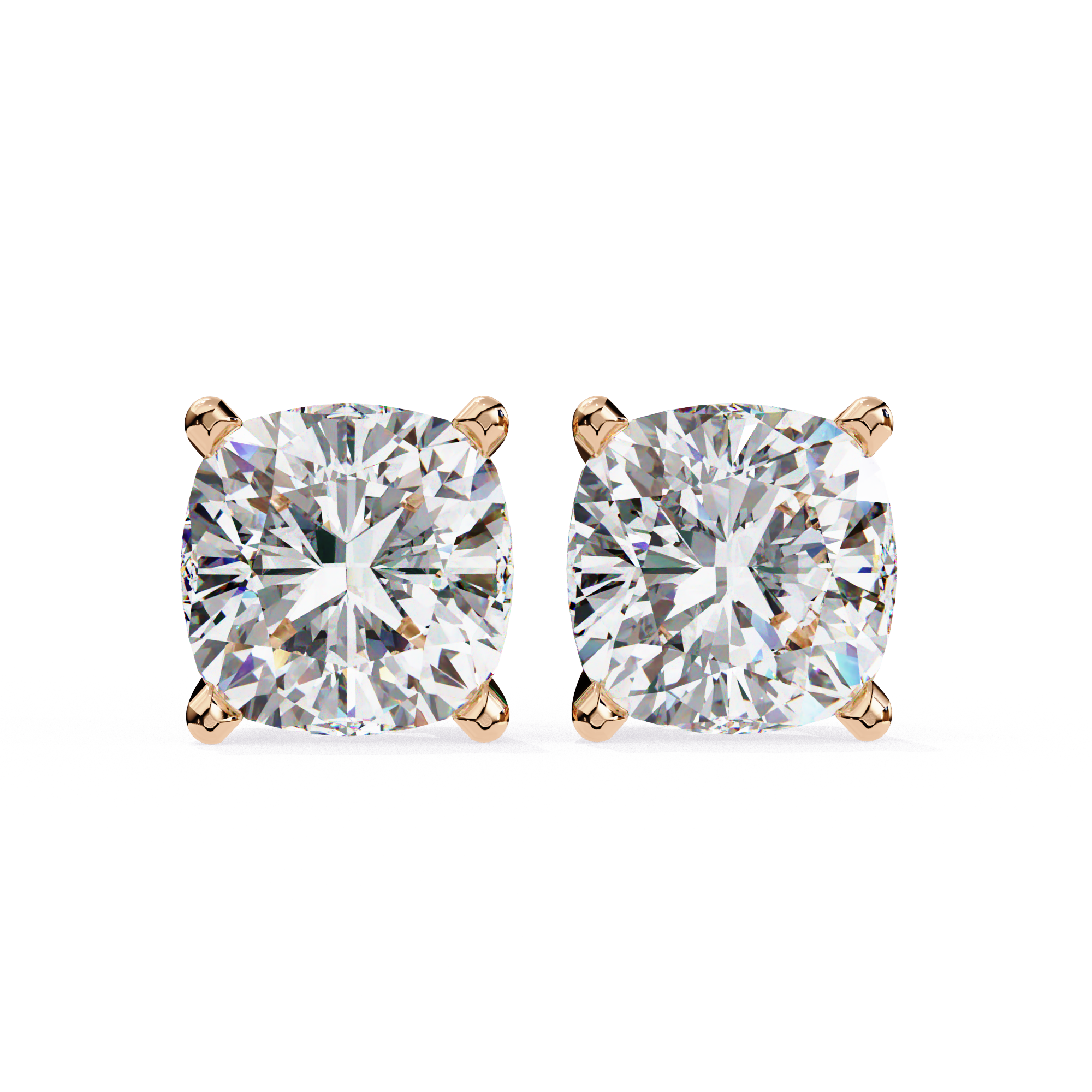 Radiant Cushion-Cut Diamond Stud Earrings in Gold
