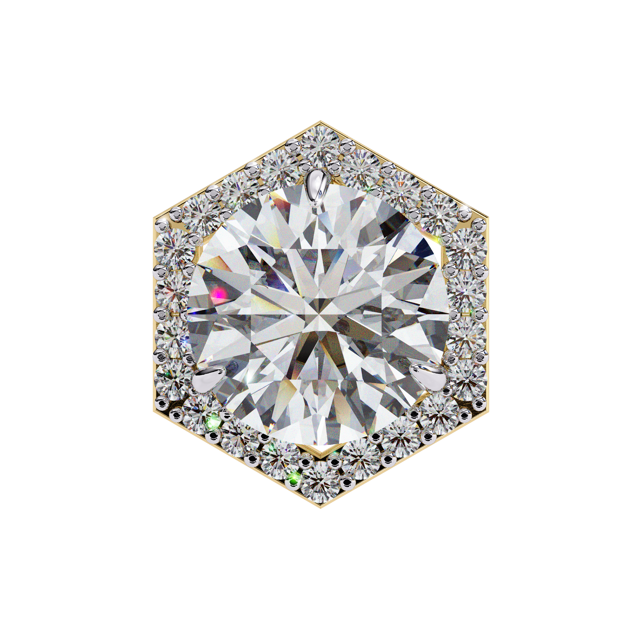 Hexagon Halo Diamond Earrings