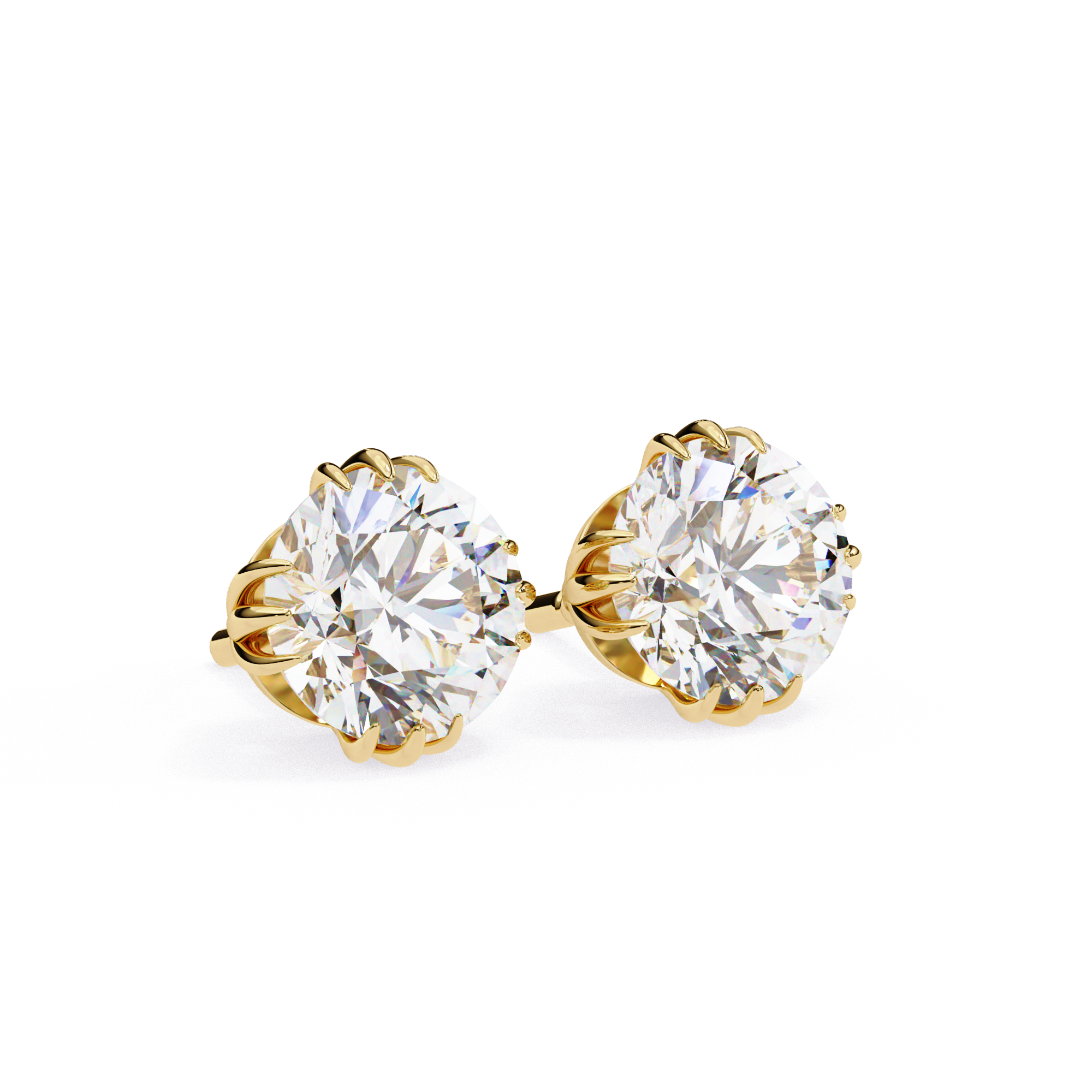 Elegant Gold Diamond Stud Earrings
