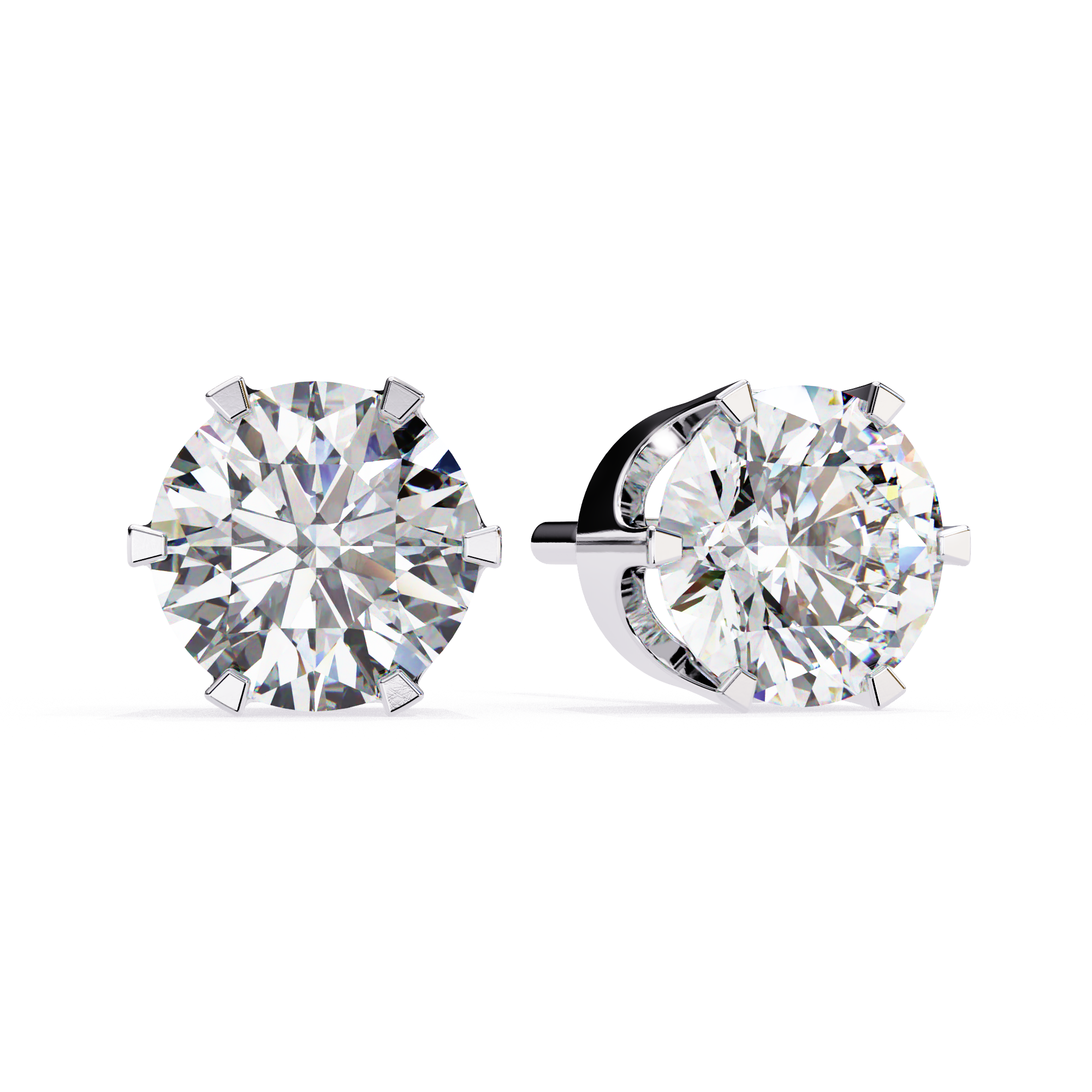 Classic 6-Prong Round Diamond Stud Earrings in Gold