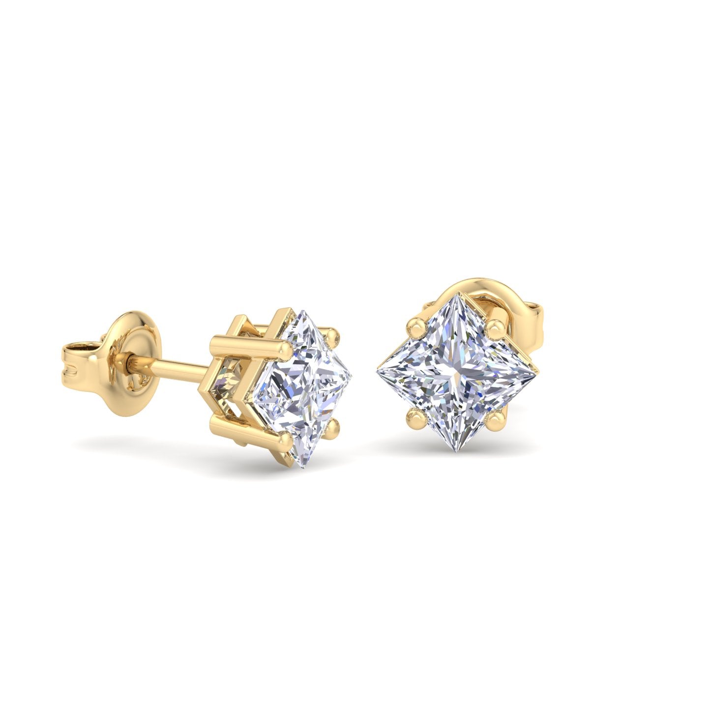 Princess-Cut Diamond Stud Earrings