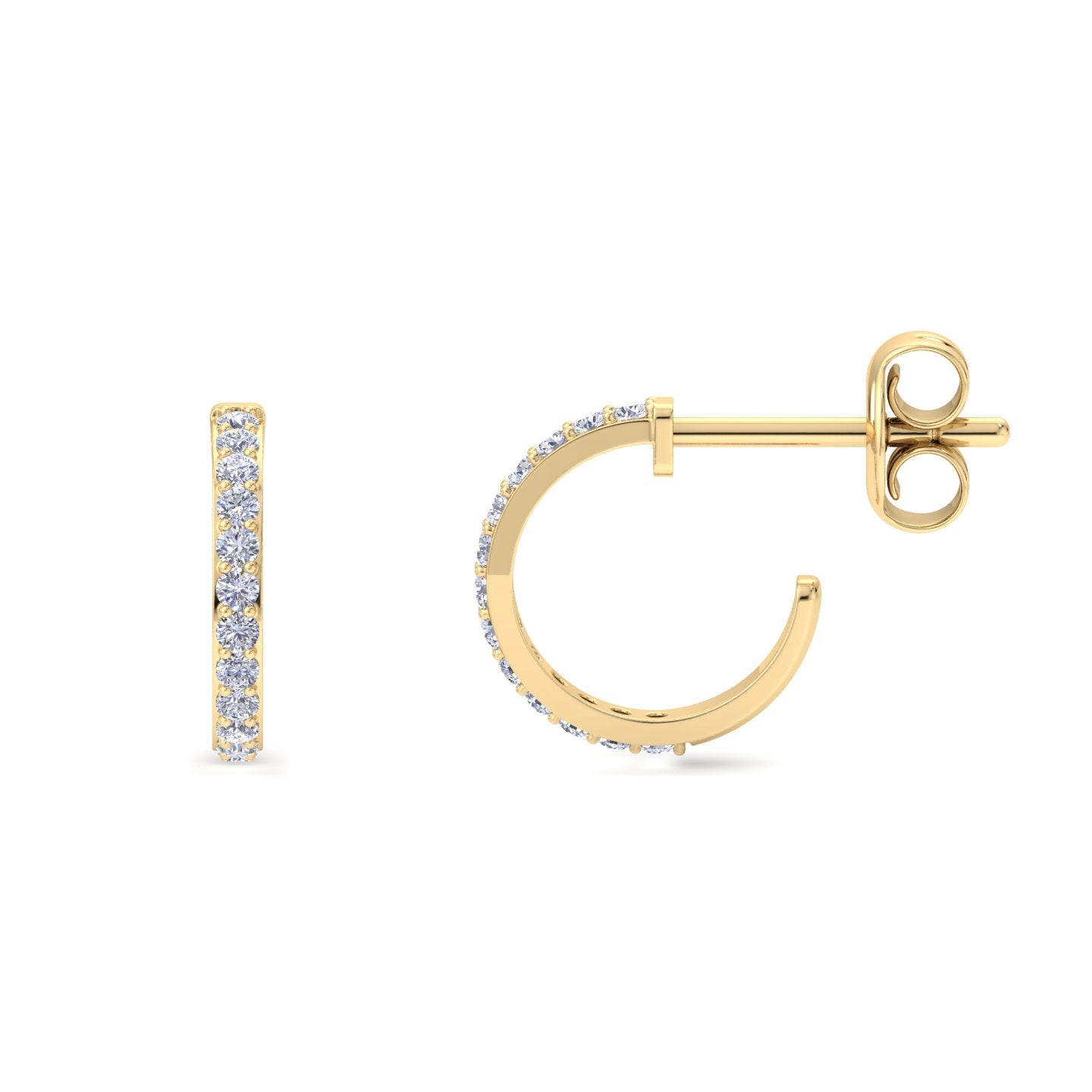 Elegant Gold Mini Hoops with Brilliant Round Diamonds