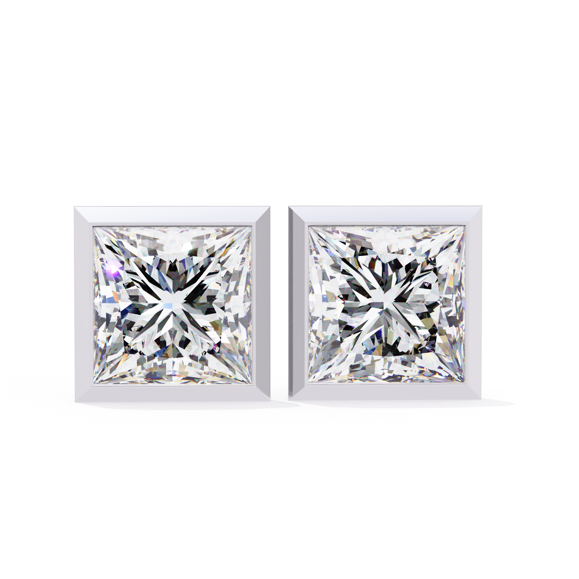 Waiheke Bezel Set Princess-Cut Diamond Stud Earrings
