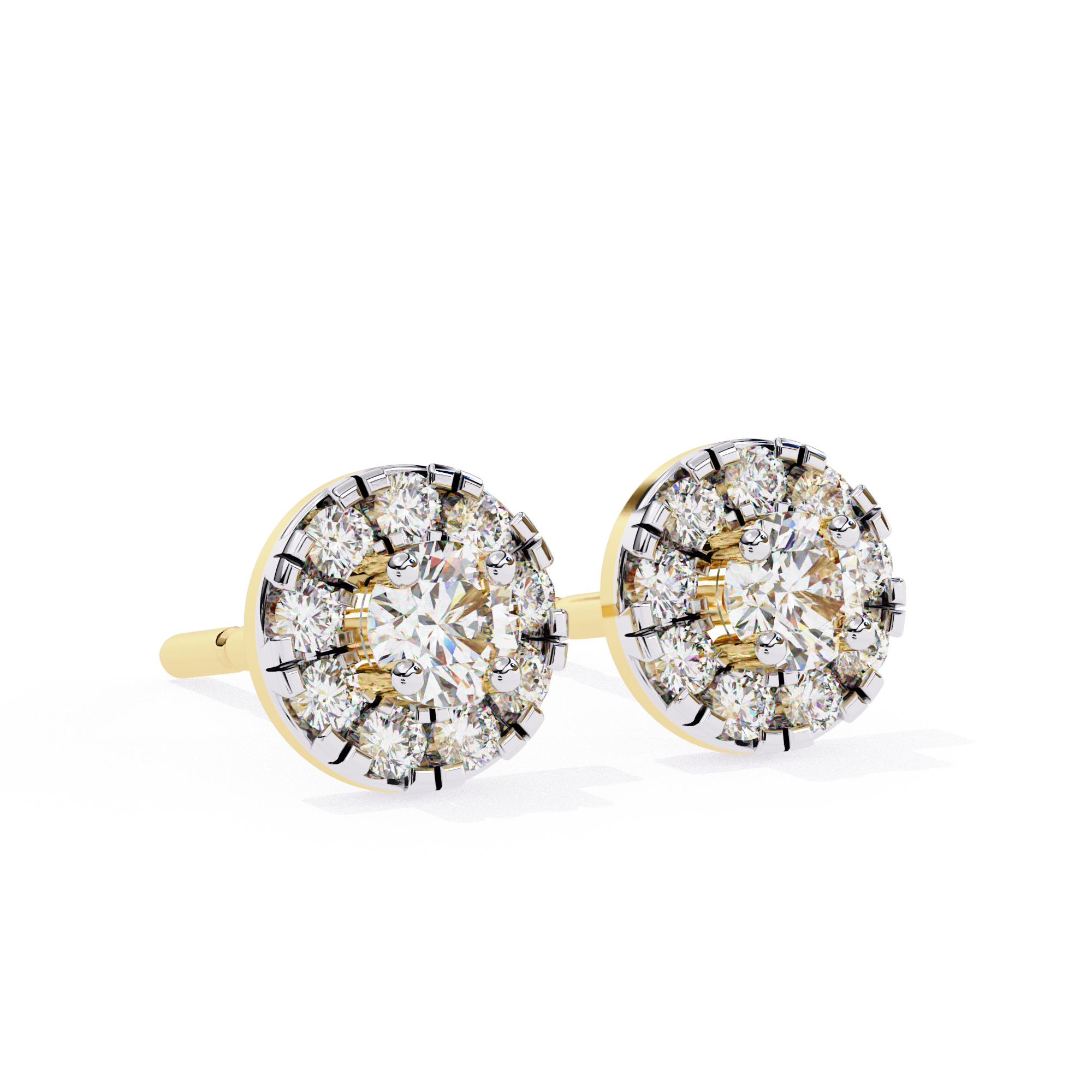 Exquisite Halo Diamond Stud Earrings in Gold