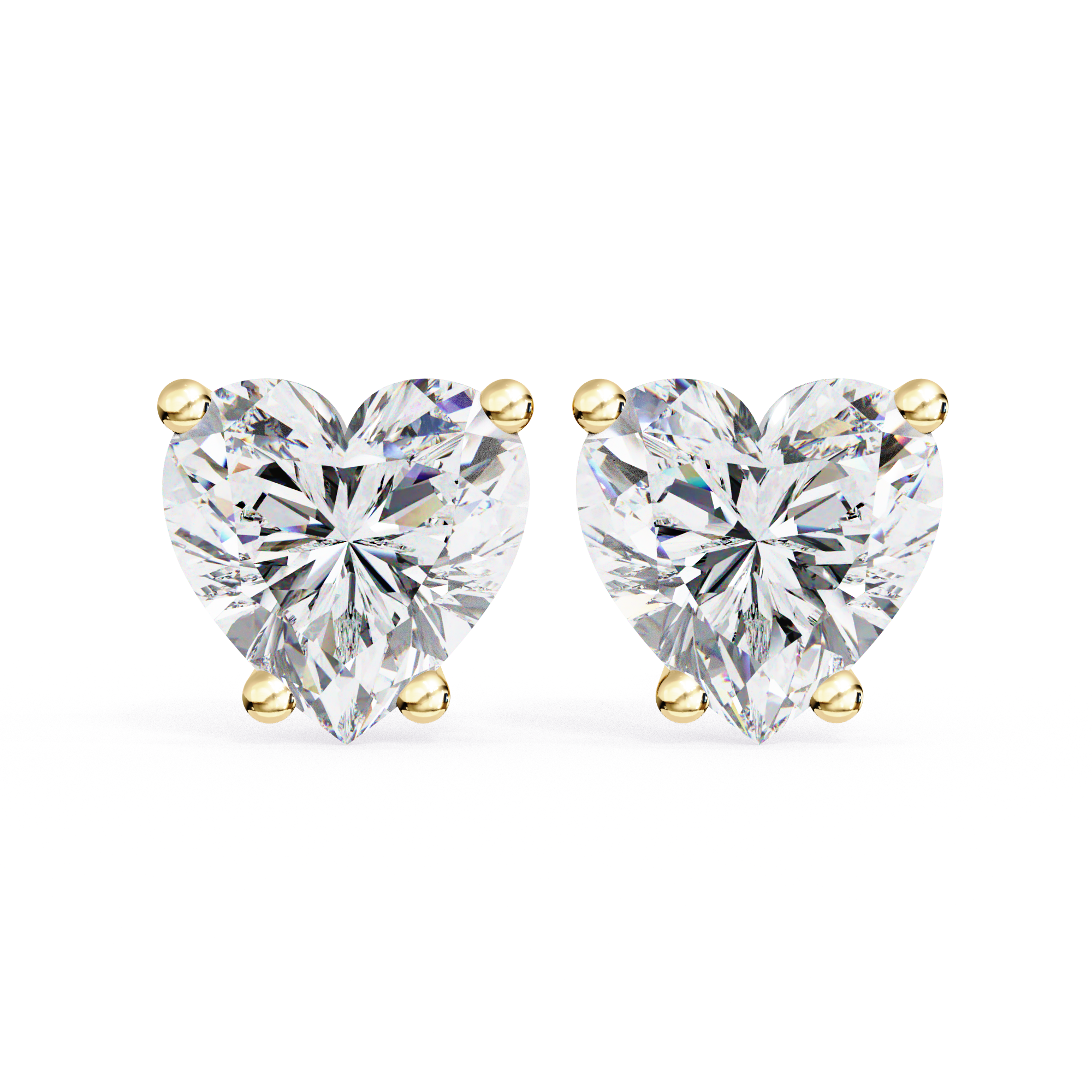 Romantic Heart-Cut Diamond Stud Earrings in Gold