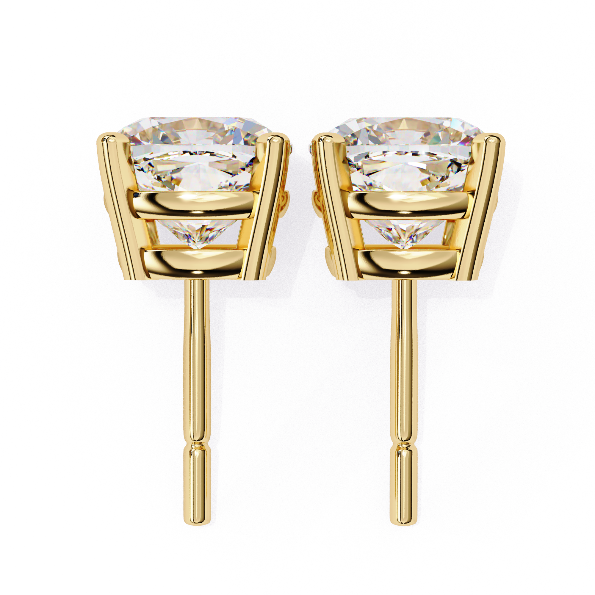 Radiant Cushion-Cut Diamond Stud Earrings in Gold