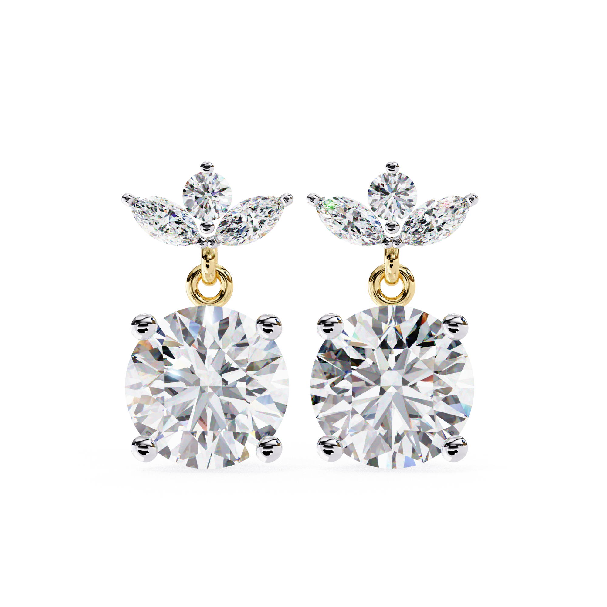 Elegant Floral Diamond Drop Earrings