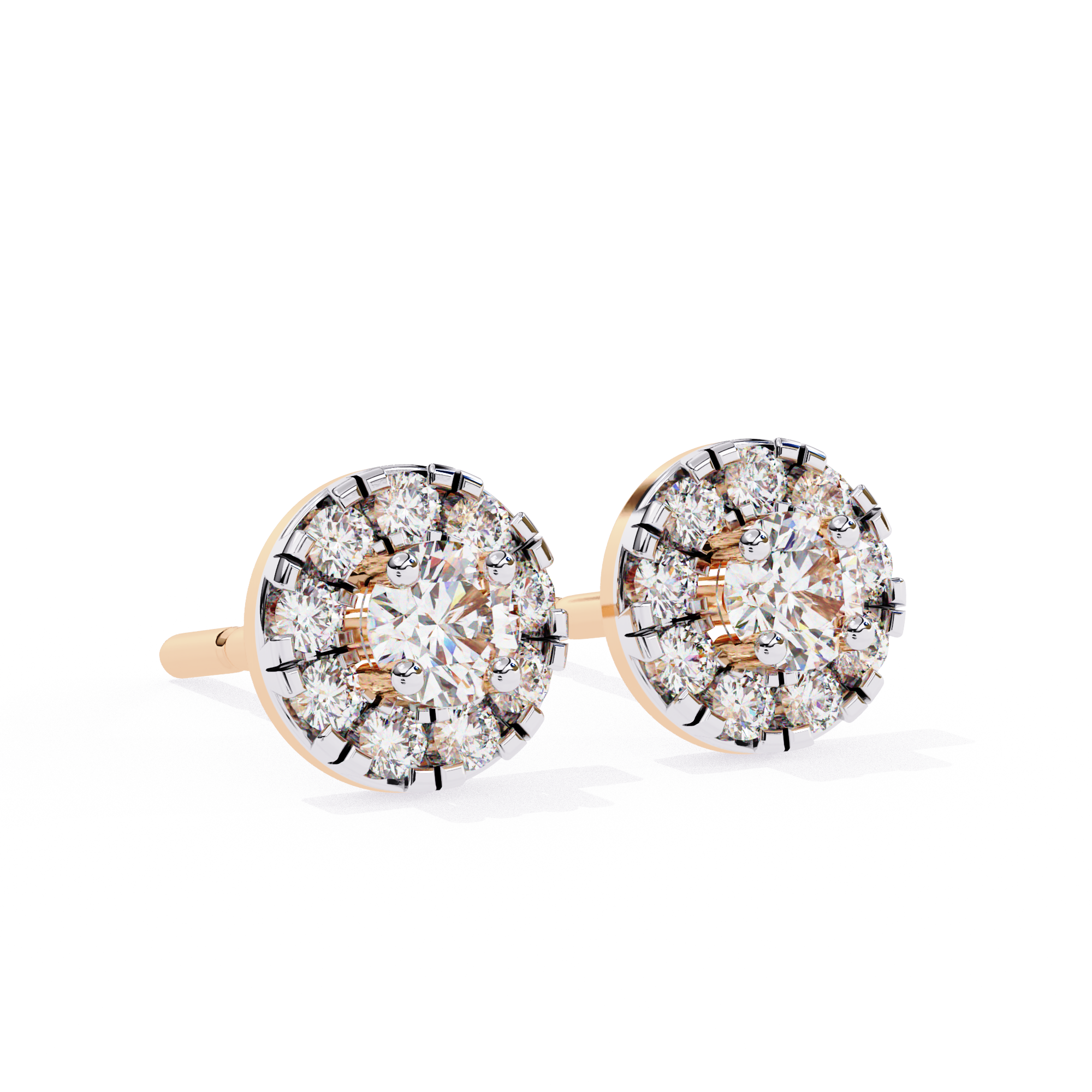 Exquisite Halo Diamond Stud Earrings in Gold