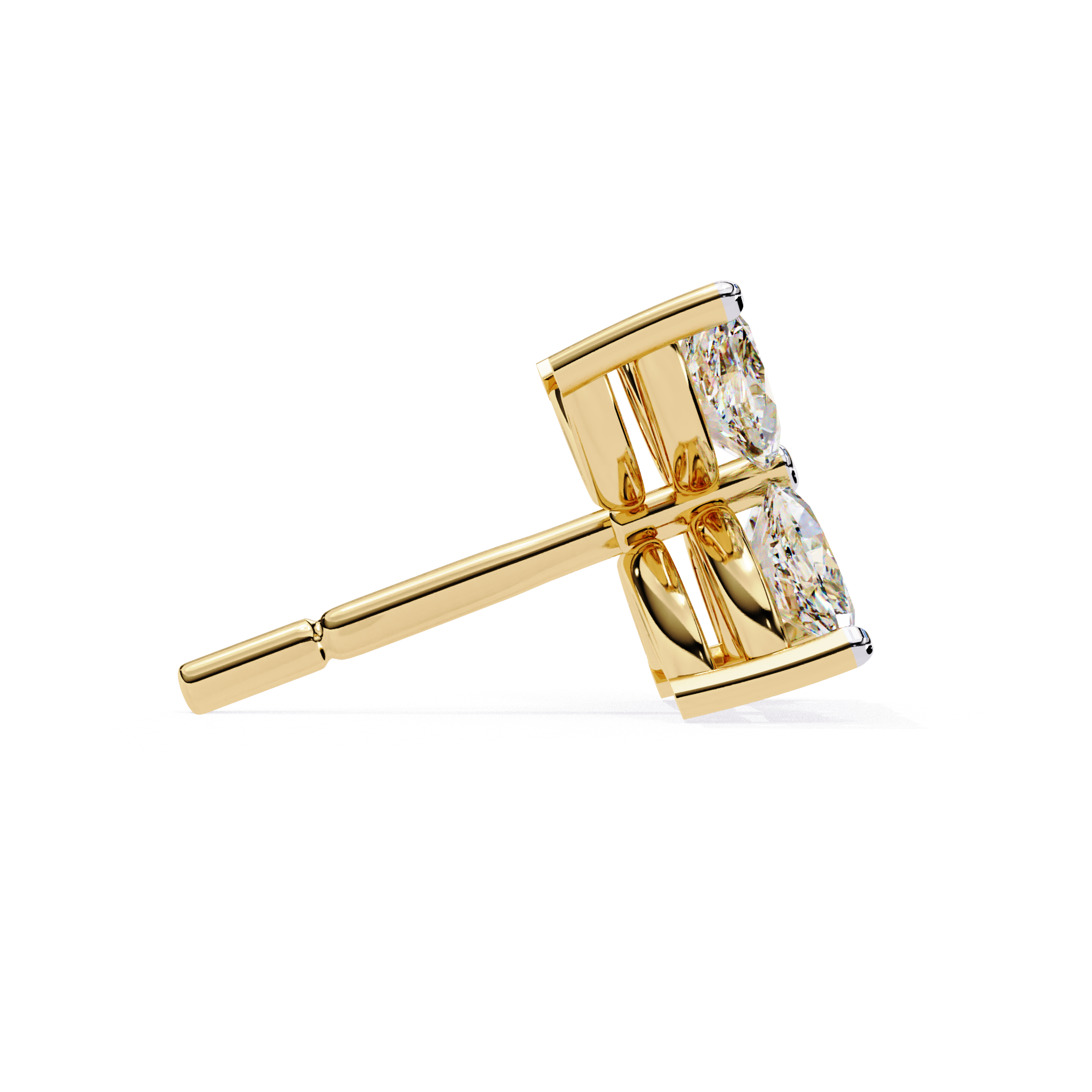 Exquisite Gold Marquise-Cut Diamond Floral Stud Earrings