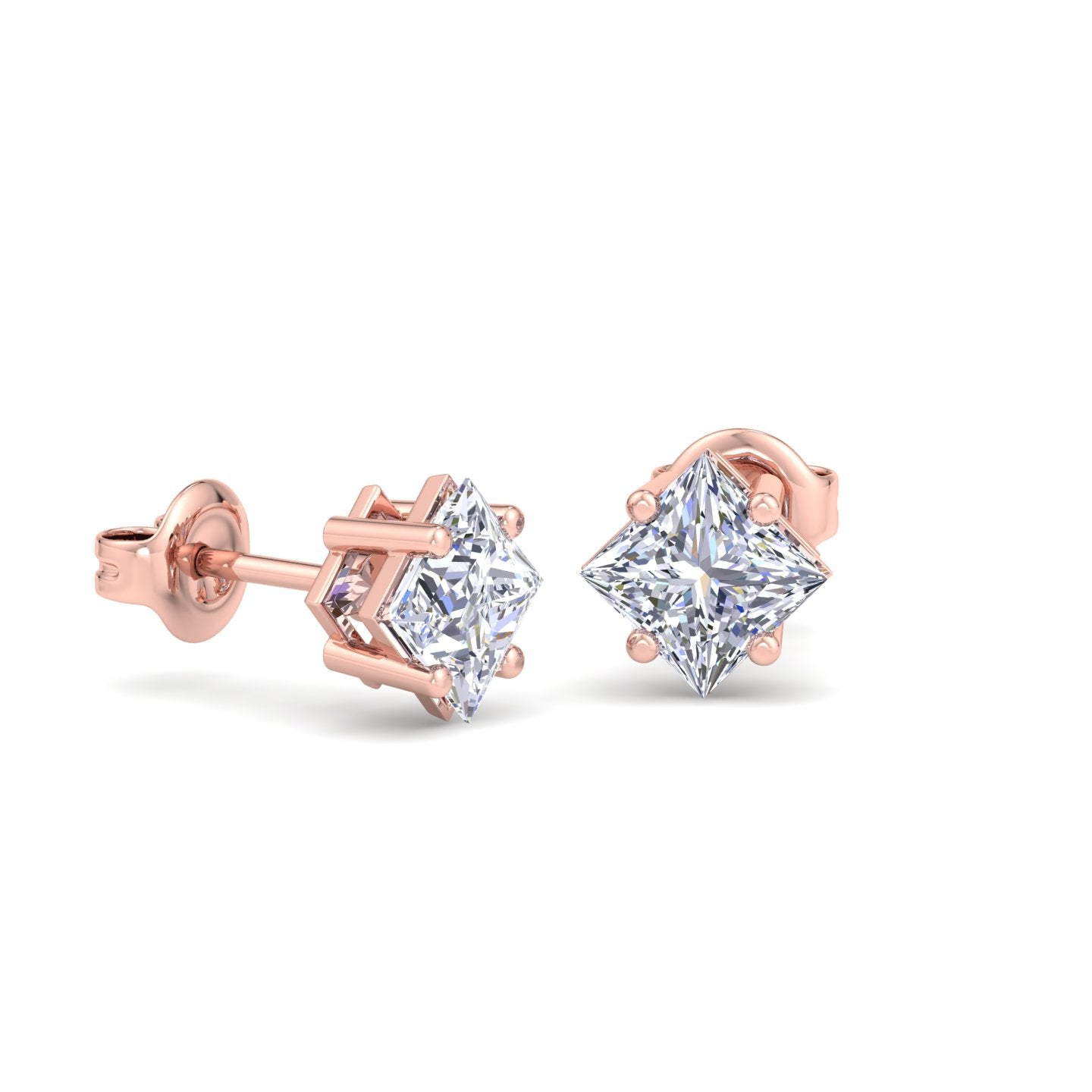 Princess-Cut Diamond Stud Earrings